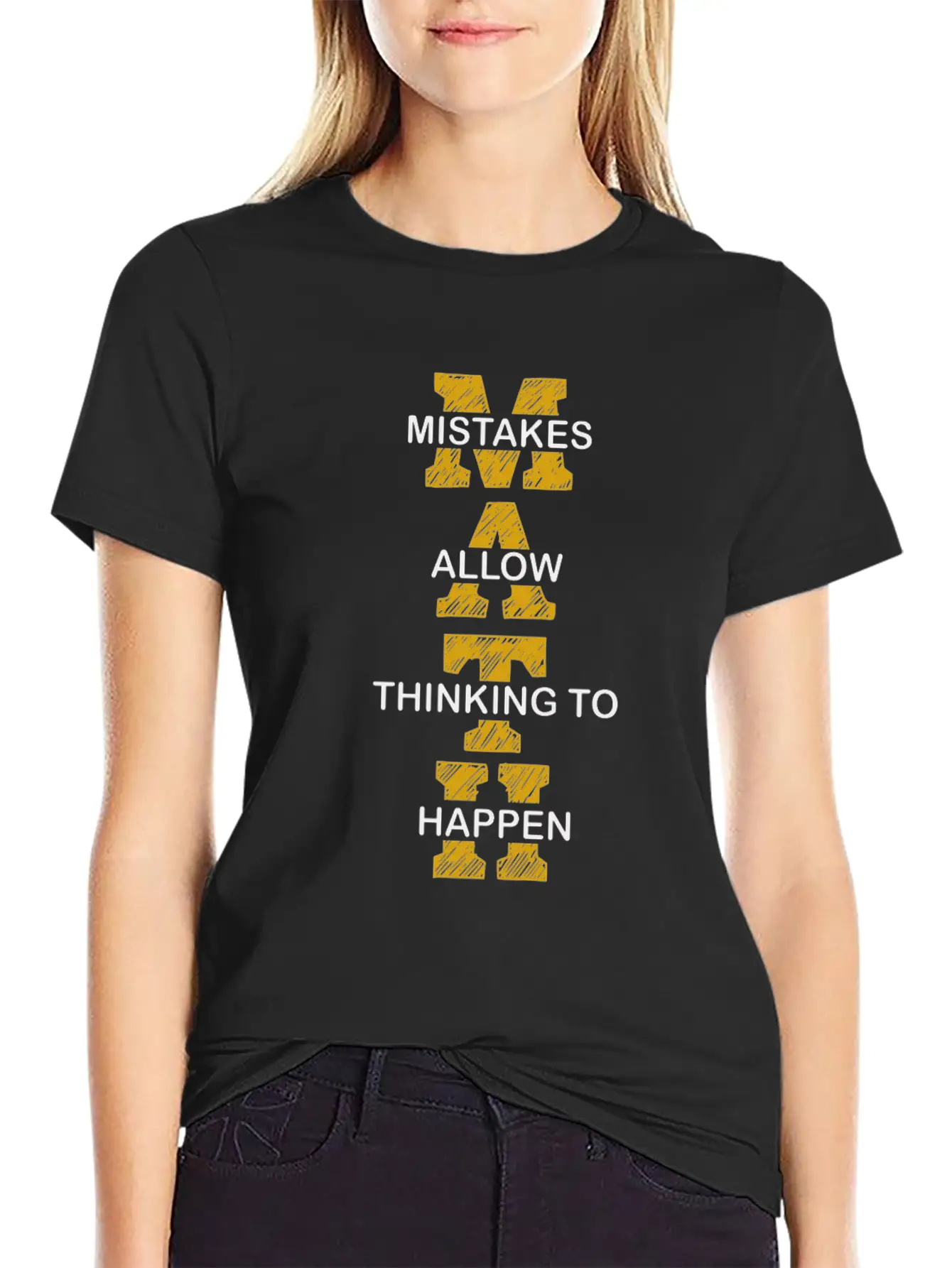 Mistakes Allow Thinking To Happen School Math Basic Graphic T-Shirt ¨C Daily Comfort In Soft Cotton