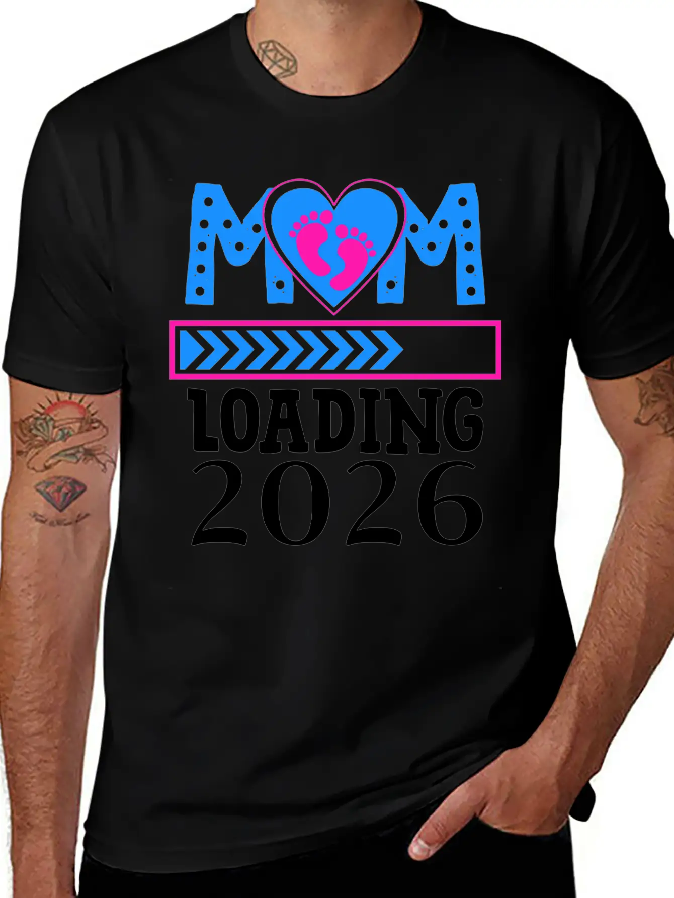 Mom Loading 2026 Heart Footprints Design Basic Graphic T-Shirt ¨C Daily Comfort In Soft Cotton