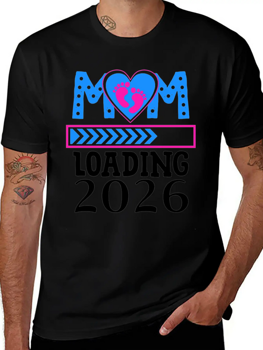 Mom Loading 2026 Heart Footprints Design Basic Graphic T-Shirt ¨C Daily Comfort In Soft Cotton