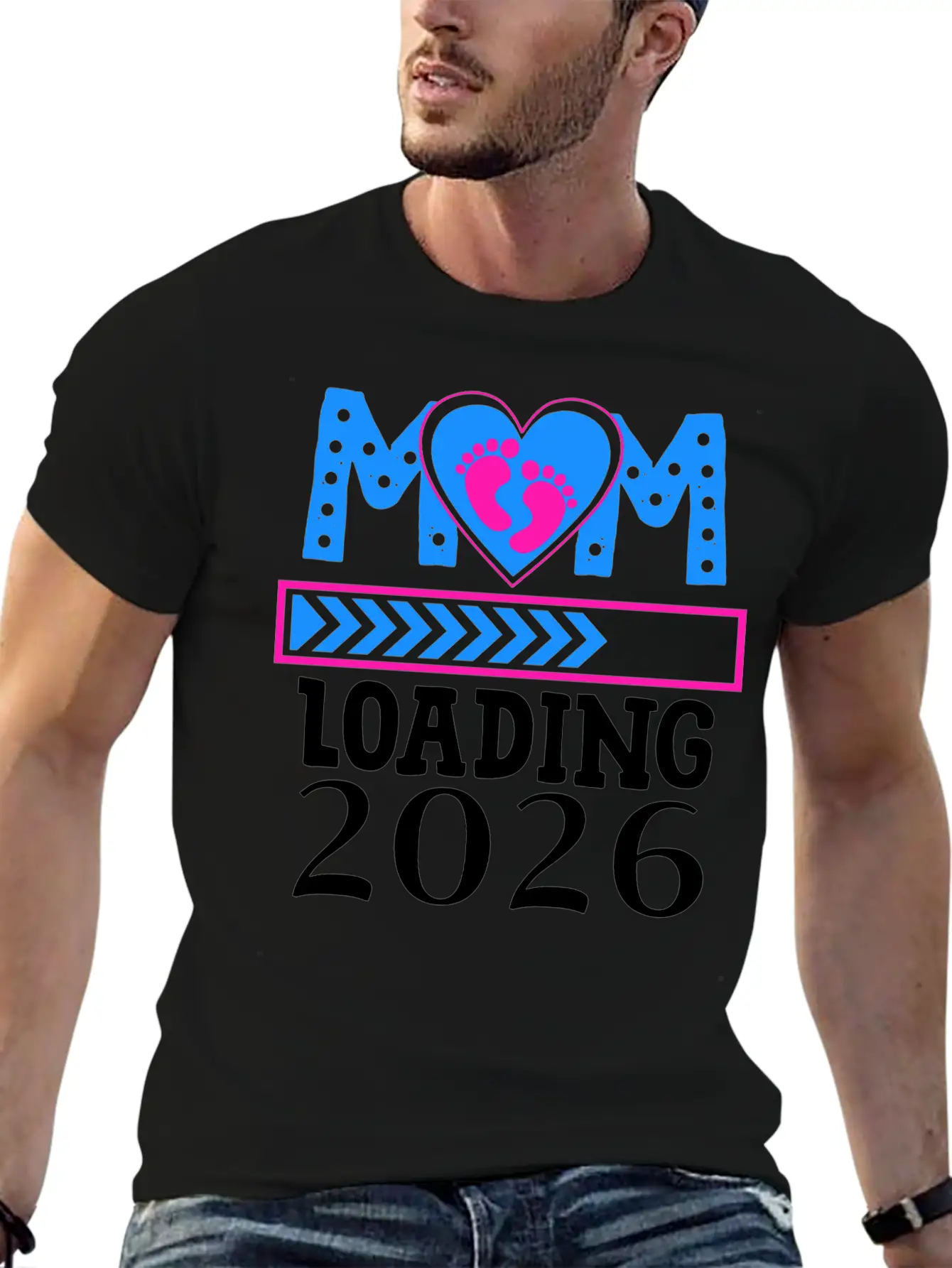 Mom Loading 2026 Heart Footprints Design Basic Graphic T-Shirt ¨C Daily Comfort In Soft Cotton