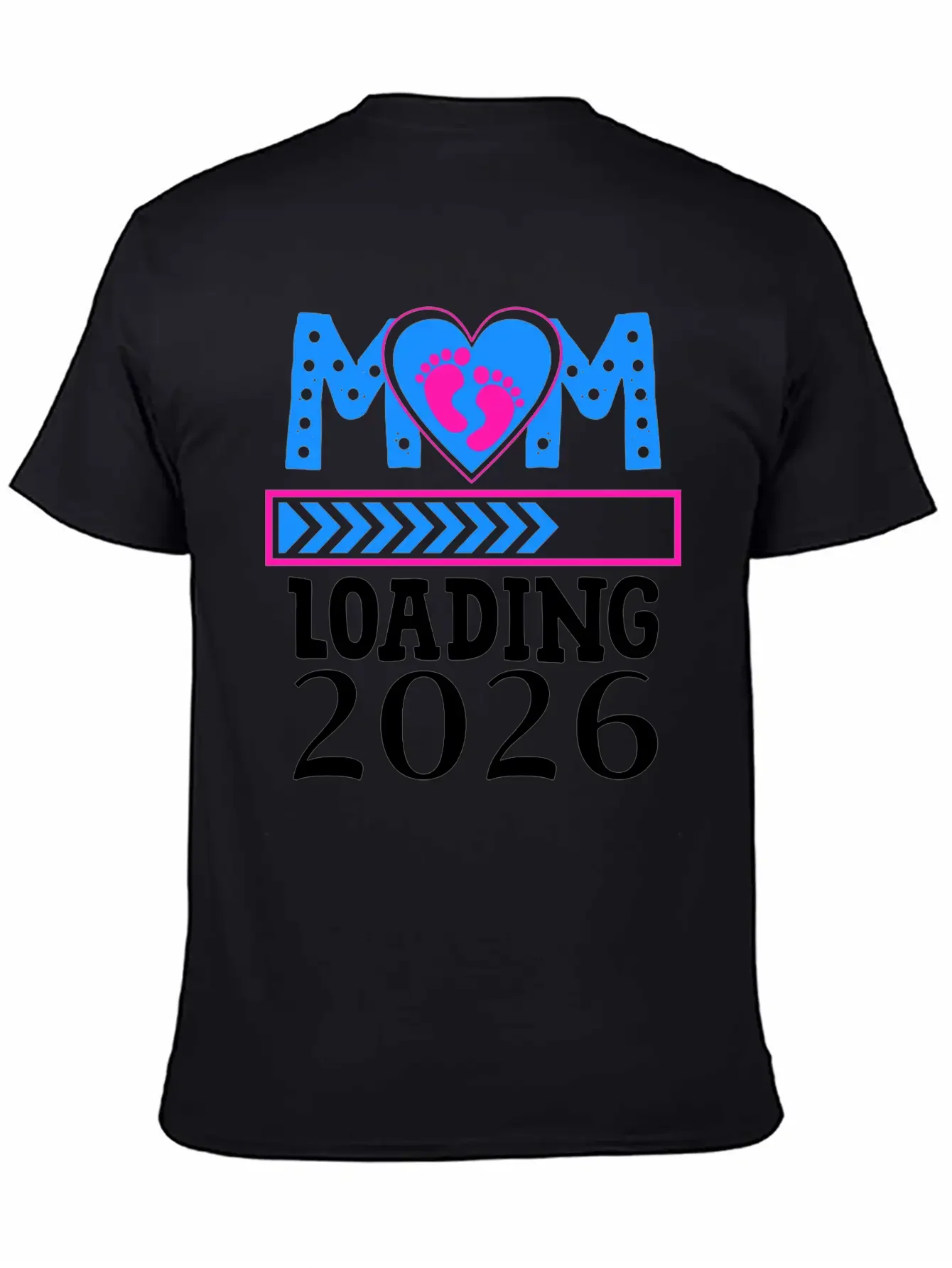Mom Loading 2026 Heart Footprints Design Basic Graphic T-Shirt ¨C Daily Comfort In Soft Cotton