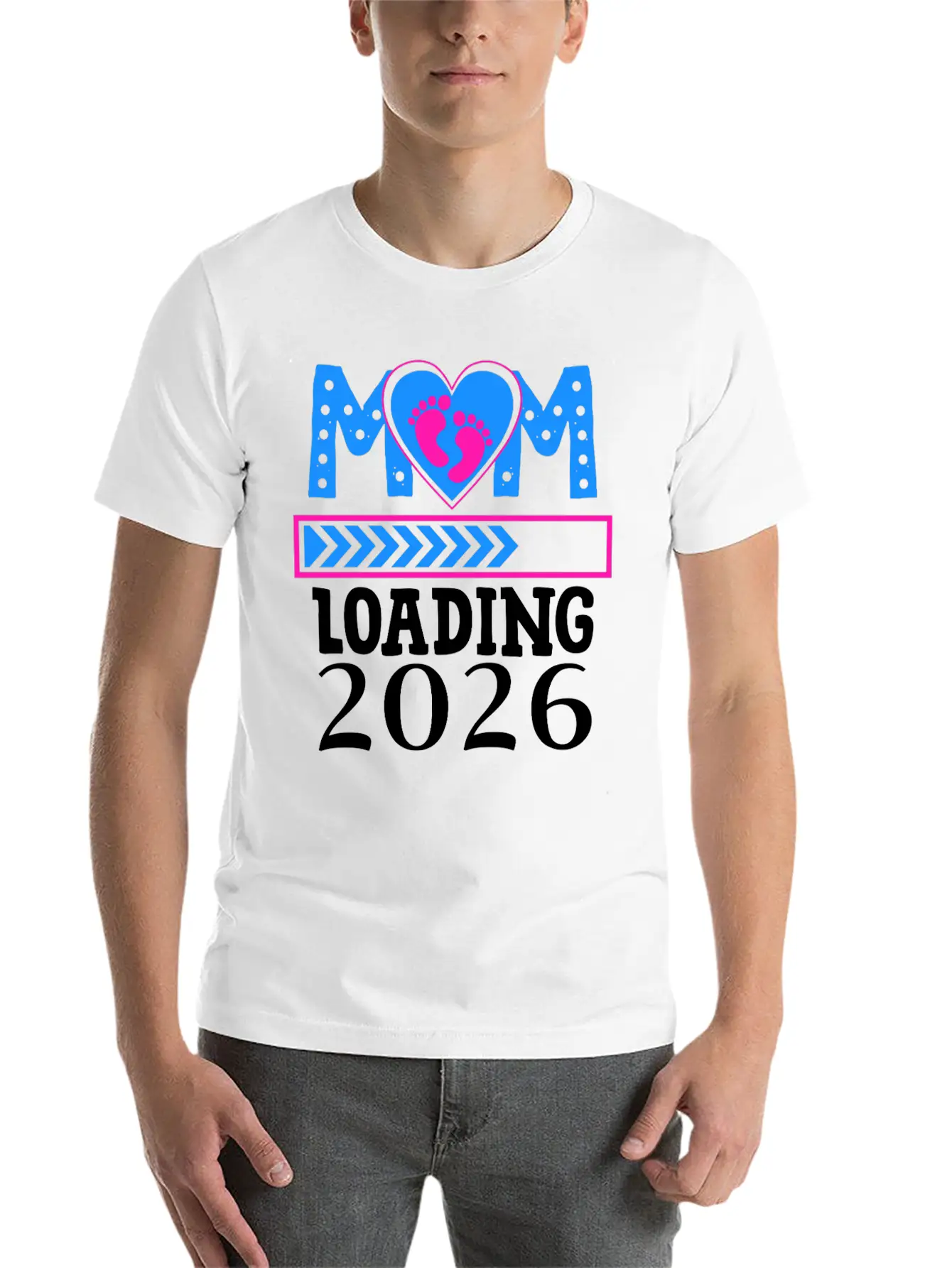 Mom Loading 2026 Heart Footprints Design Basic Graphic T-Shirt ¨C Daily Comfort In Soft Cotton