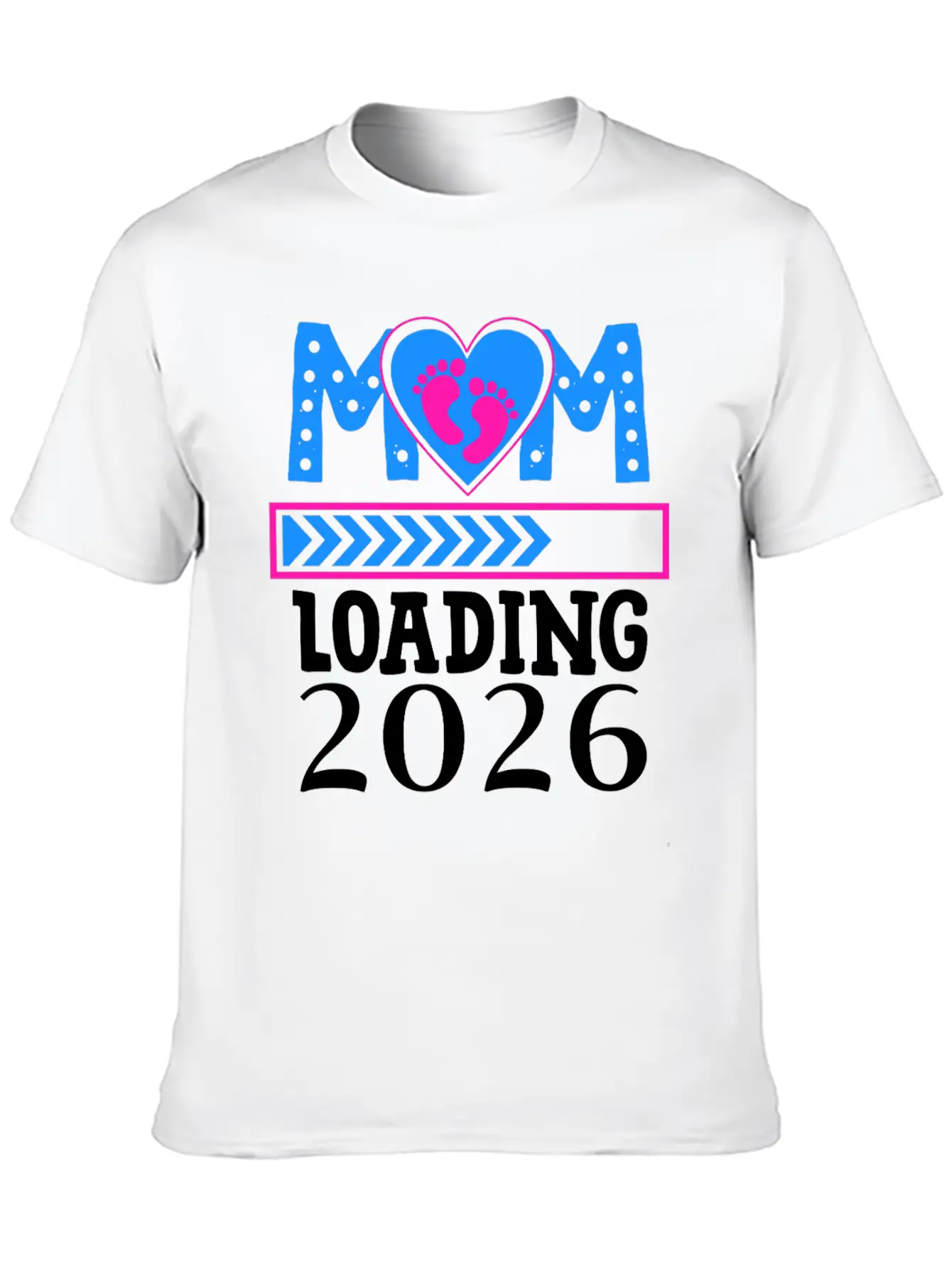 Mom Loading 2026 Heart Footprints Design Basic Graphic T-Shirt ¨C Daily Comfort In Soft Cotton