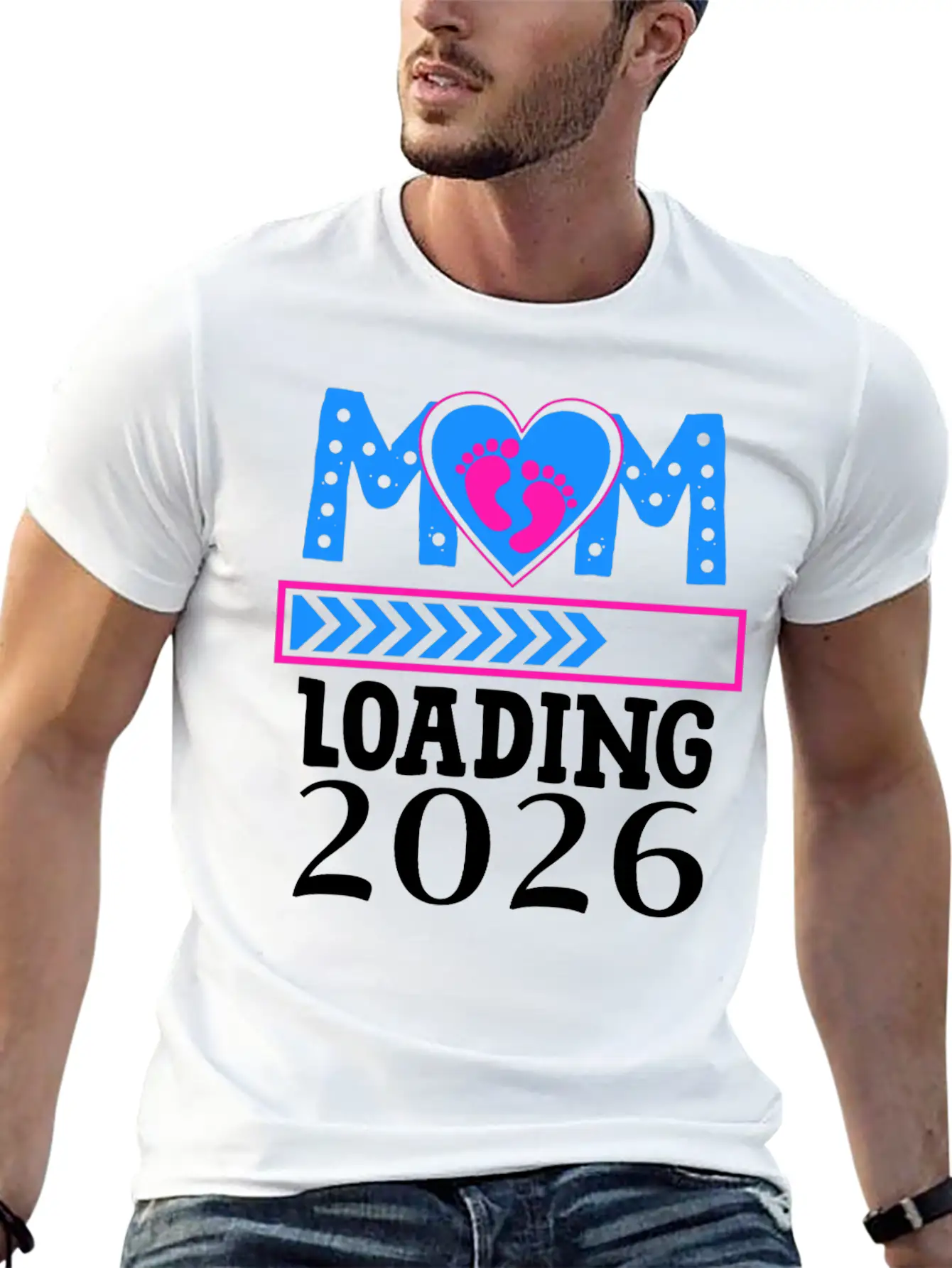 Mom Loading 2026 Heart Footprints Design Basic Graphic T-Shirt ¨C Daily Comfort In Soft Cotton