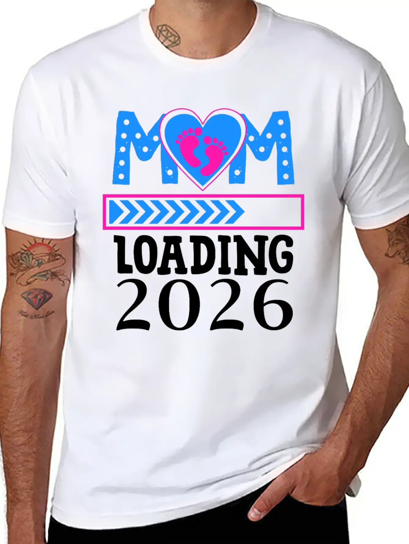 Mom Loading 2026 Heart Footprints Design Basic Graphic T-Shirt ¨C Daily Comfort In Soft Cotton