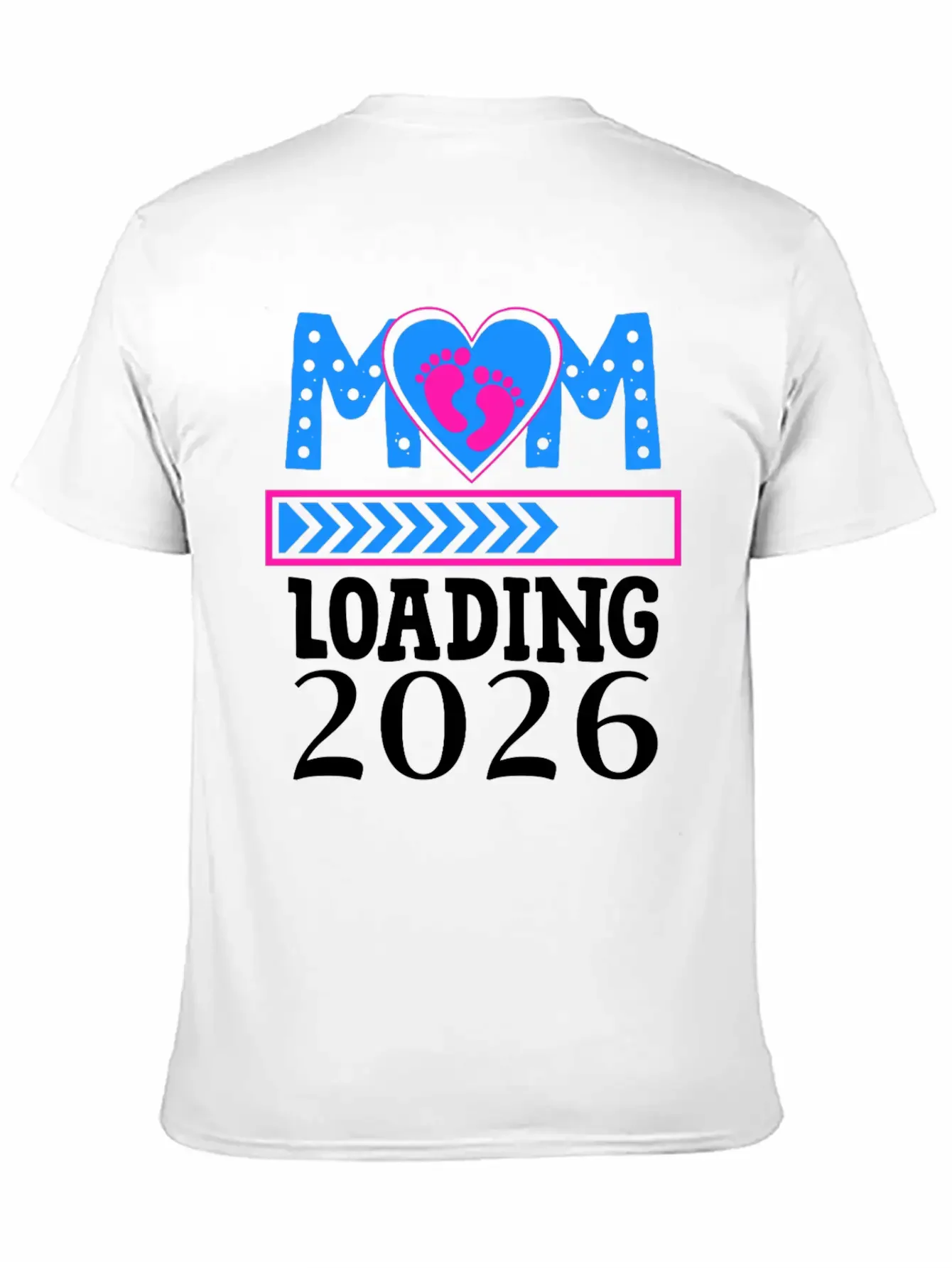 Mom Loading 2026 Heart Footprints Design Basic Graphic T-Shirt ¨C Daily Comfort In Soft Cotton