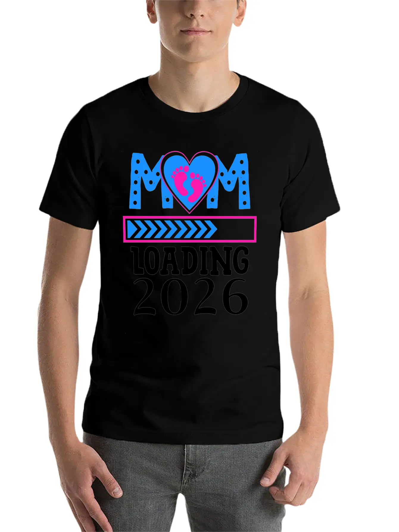 Mom Loading 2026 Heart Footprints Design Basic Graphic T-Shirt ¨C Daily Comfort In Soft Cotton
