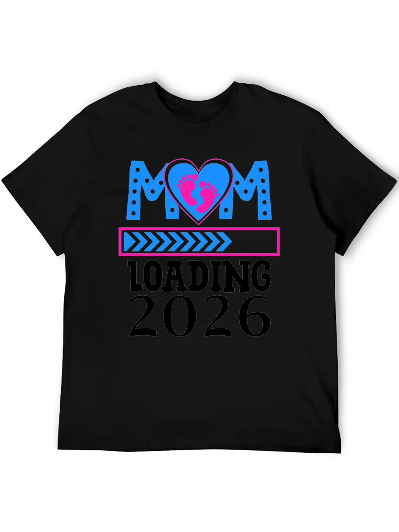 Mom Loading 2026 Heart Footprints Design Basic Graphic T-Shirt ¨C Daily Comfort In Soft Cotton