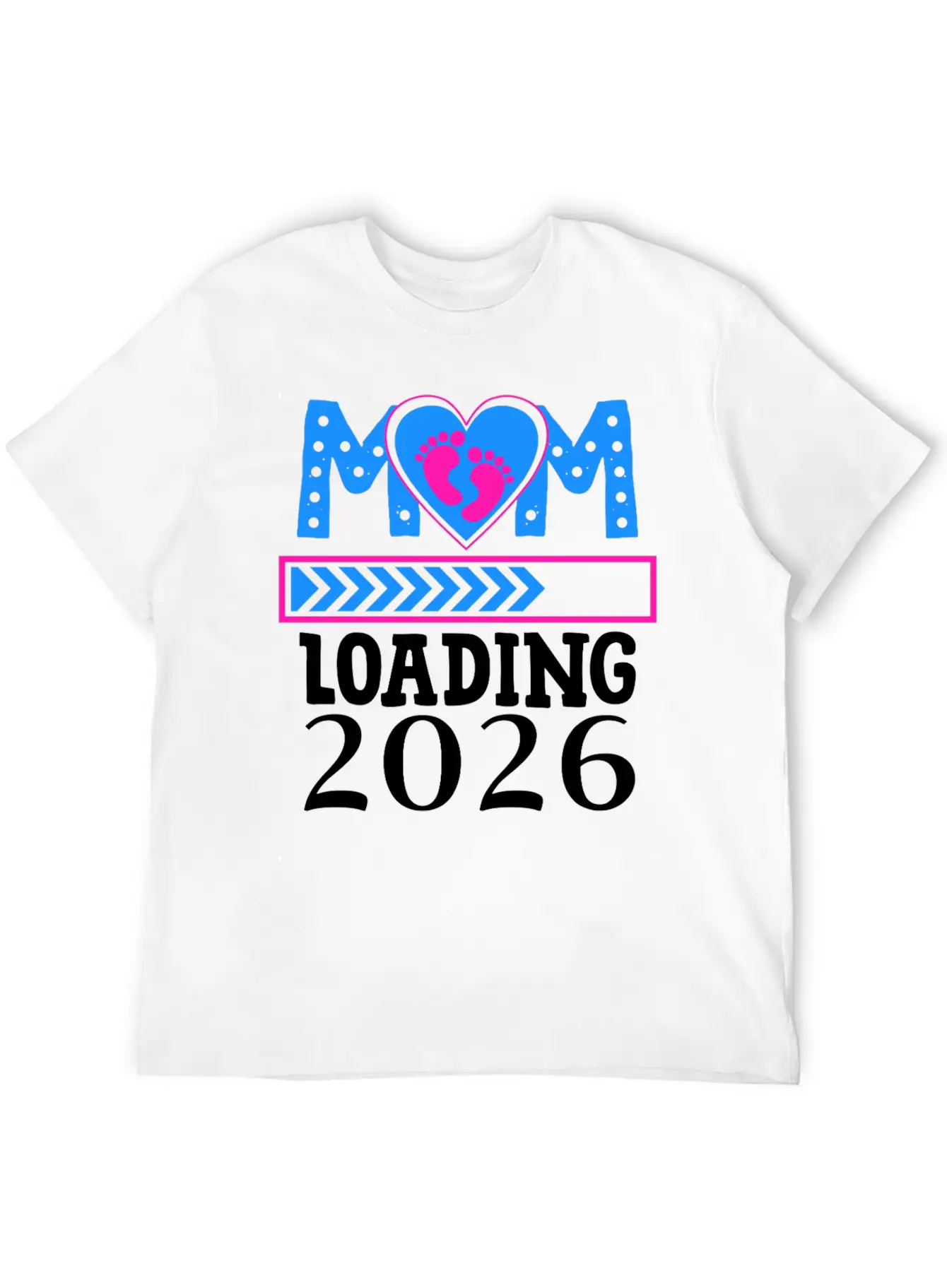 Mom Loading 2026 Heart Footprints Design Basic Graphic T-Shirt ¨C Daily Comfort In Soft Cotton