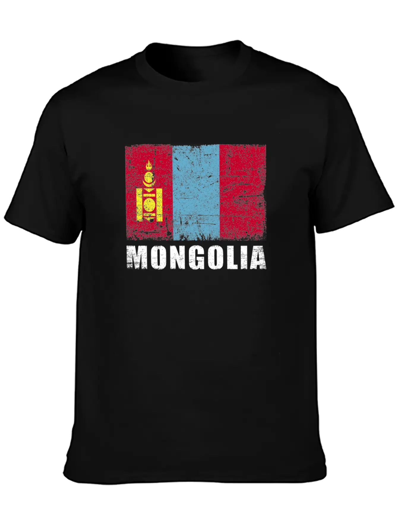 Mongolia Flag Grunge Country Flag Mongolia Essential Cotton Tee For Daily Outfits ¨C Unisex Style