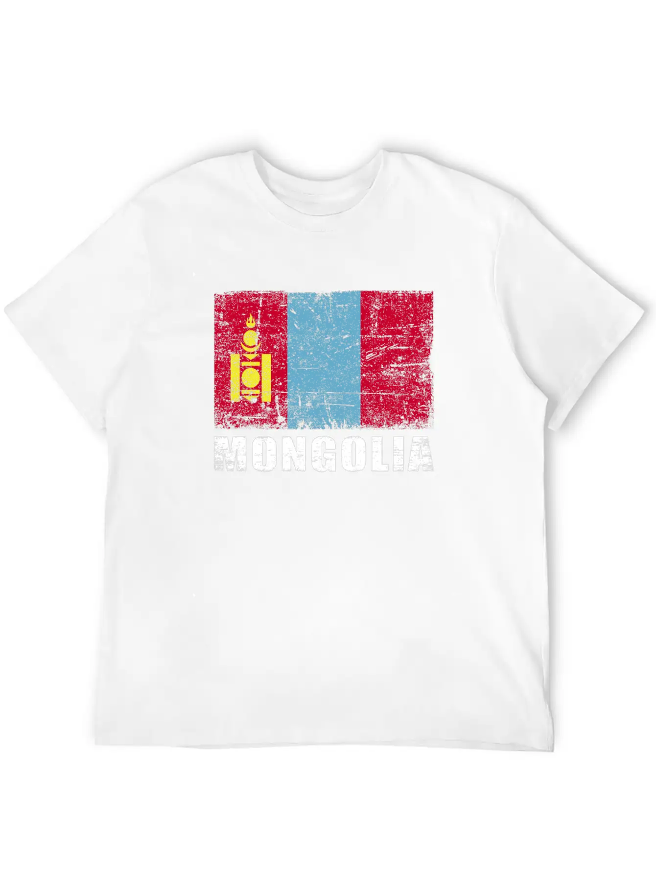 Mongolia Flag Grunge Country Flag Mongolia Essential Cotton Tee For Daily Outfits ¨C Unisex Style