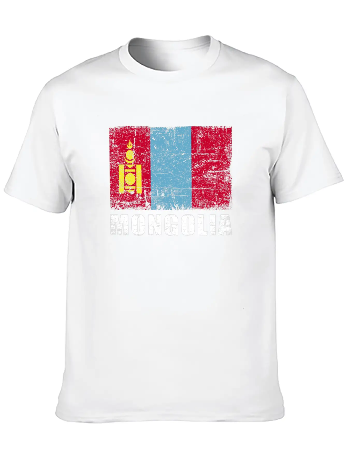 Mongolia Flag Grunge Country Flag Mongolia Essential Cotton Tee For Daily Outfits ¨C Unisex Style