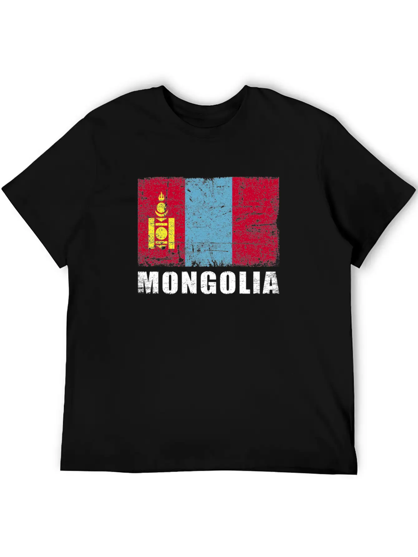 Mongolia Flag Grunge Country Flag Mongolia Essential Cotton Tee For Daily Outfits ¨C Unisex Style