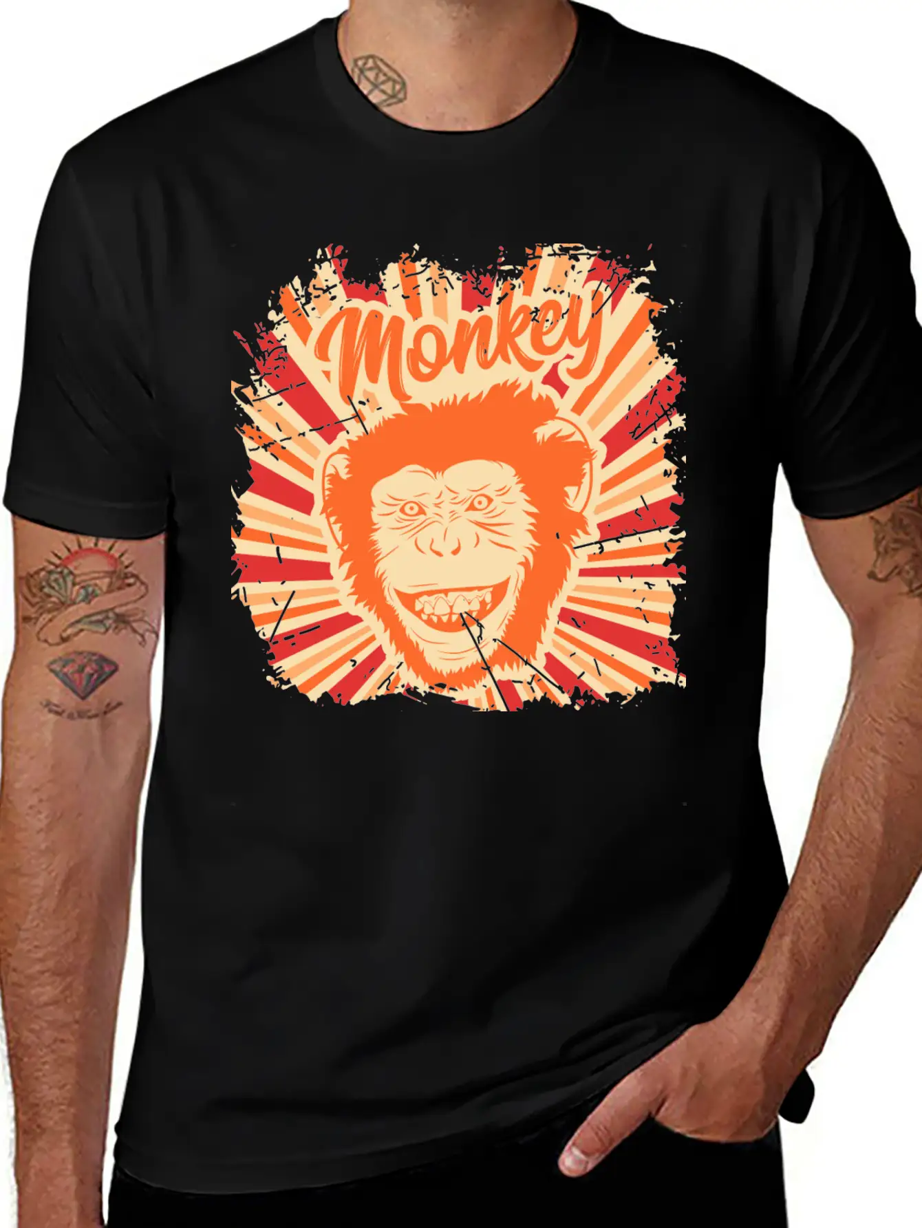 Monkey Funny Animal Ape Gift Monkeys Retro Vintage Soft Cotton Short Sleeve Tee ¨C Unisex Wardrobe Staple
