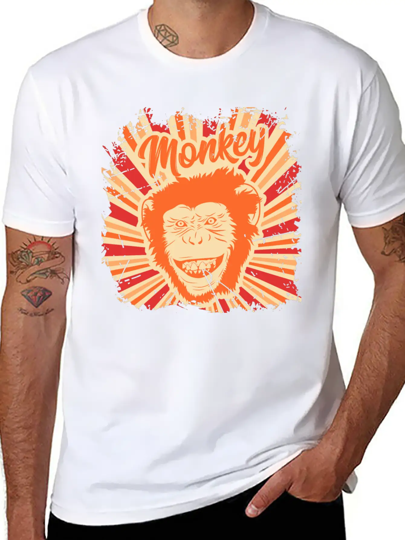 Monkey Funny Animal Ape Gift Monkeys Retro Vintage Soft Cotton Short Sleeve Tee ¨C Unisex Wardrobe Staple