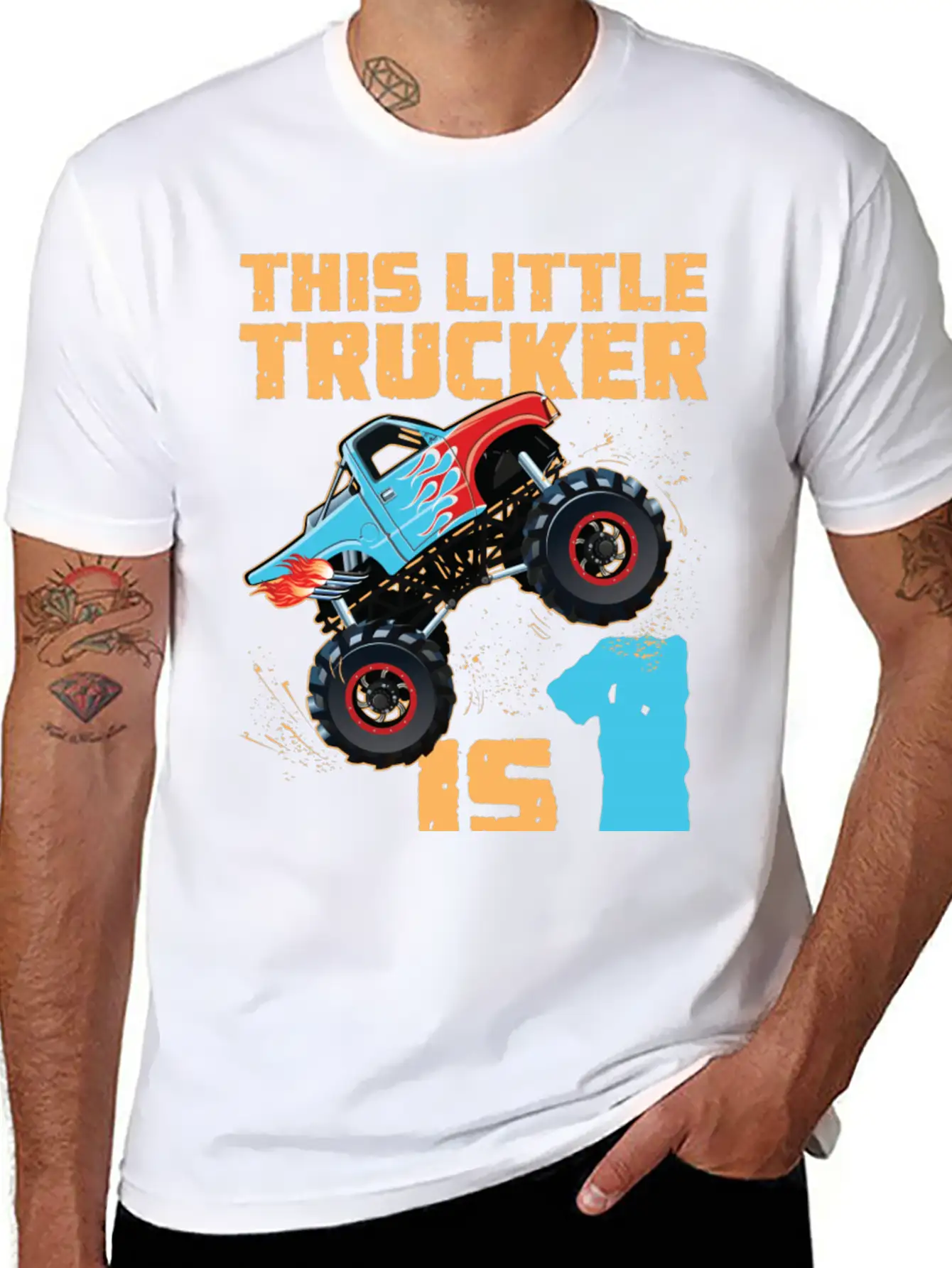 Monster Truck 1st Birthday Basic Graphic T-Shirt ¨C Daily Comfort In Soft Cotton