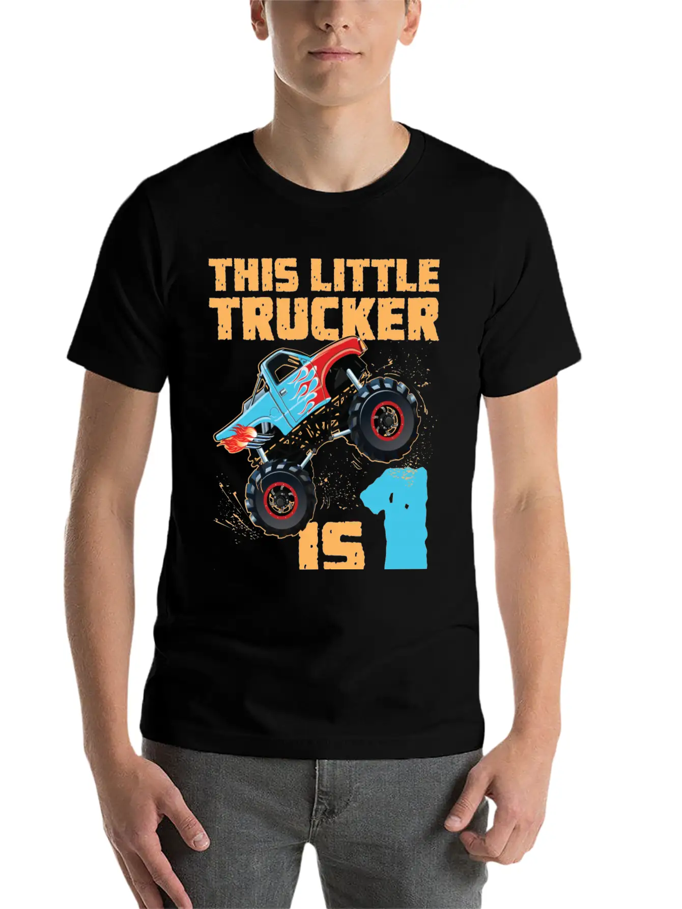 Monster Truck 1st Birthday Basic Graphic T-Shirt ¨C Daily Comfort In Soft Cotton