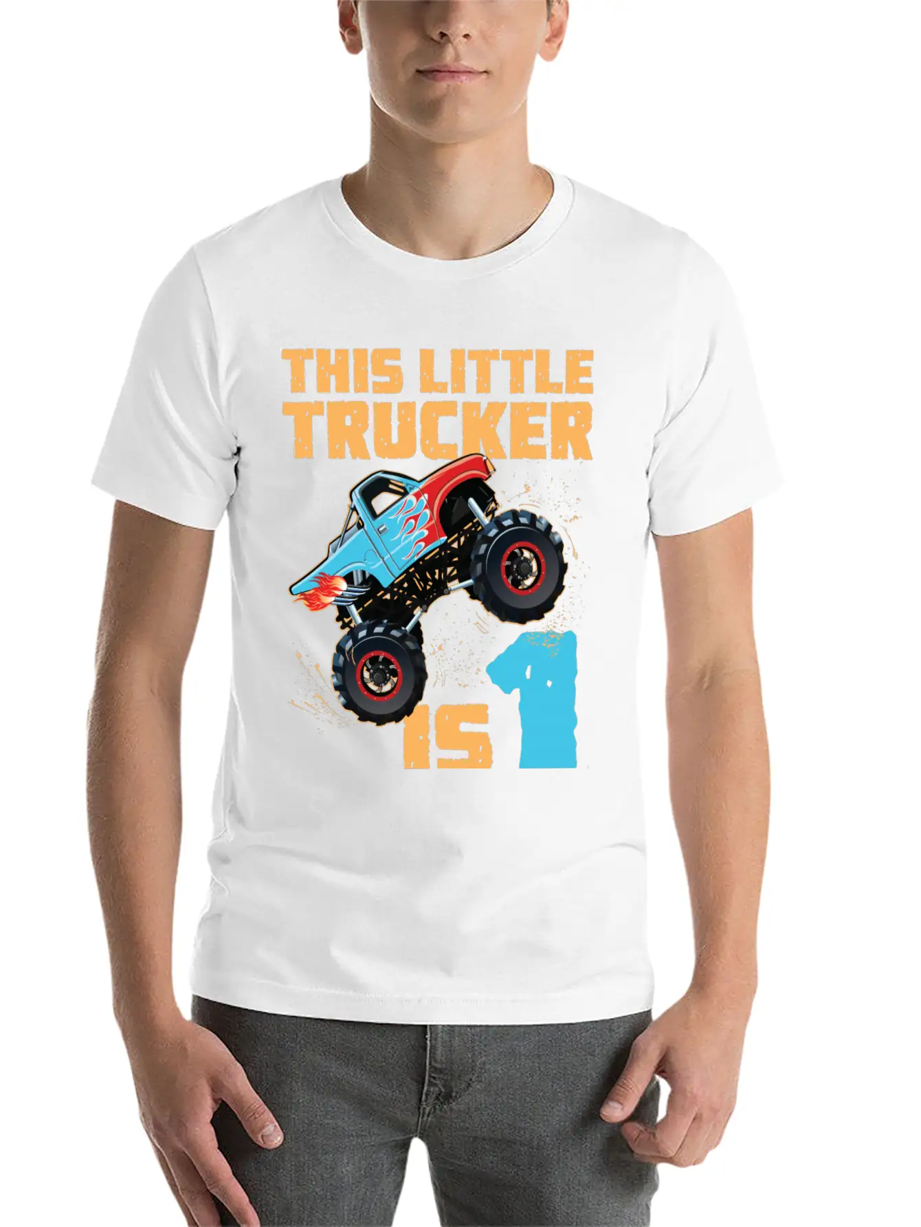 Monster Truck 1st Birthday Basic Graphic T-Shirt ¨C Daily Comfort In Soft Cotton