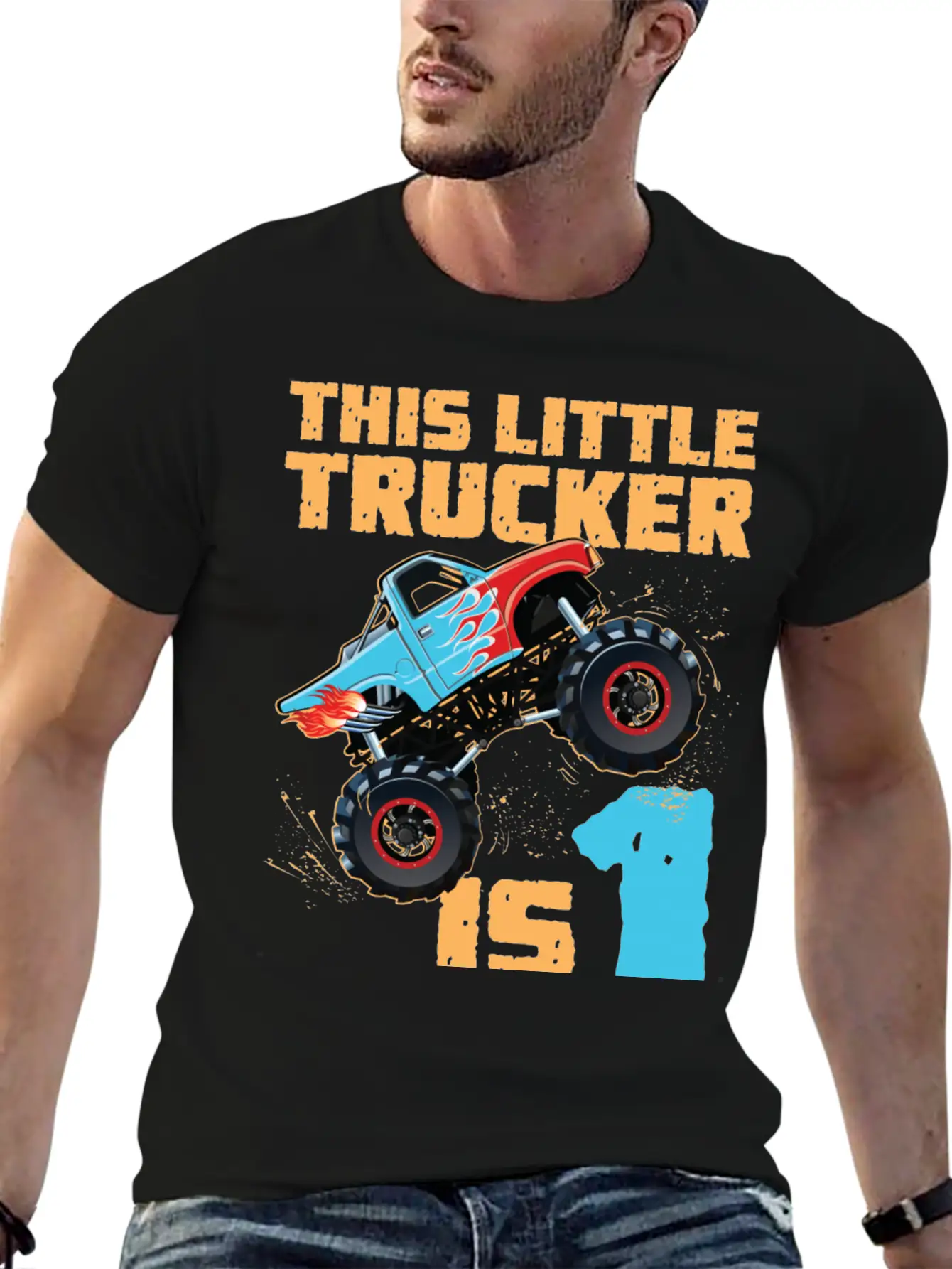 Monster Truck 1st Birthday Basic Graphic T-Shirt ¨C Daily Comfort In Soft Cotton