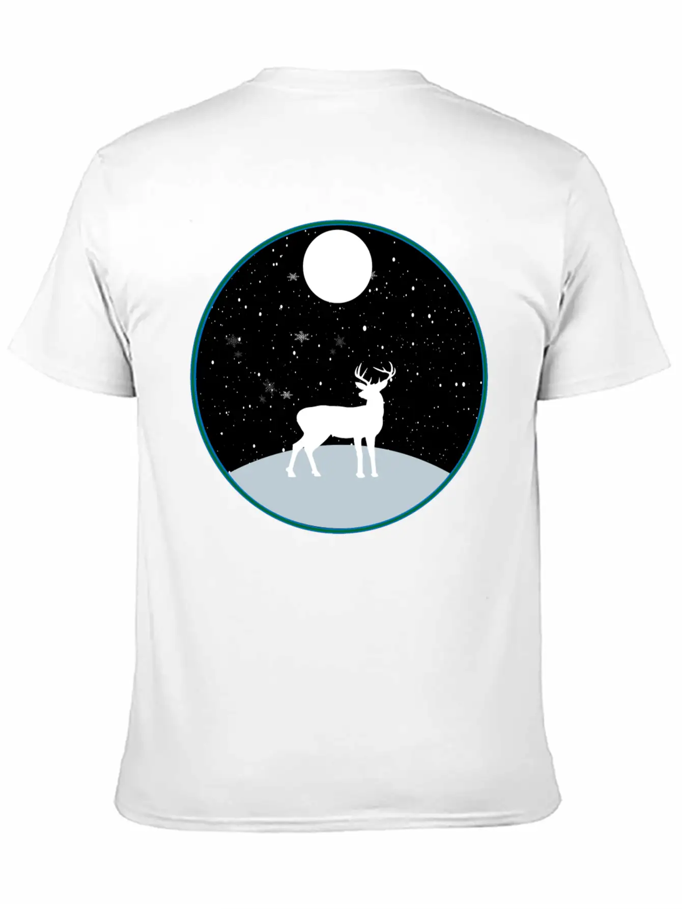 Moon Snow And Reindeer Essential Cotton Tee For Daily Outfits ¨C Unisex Style