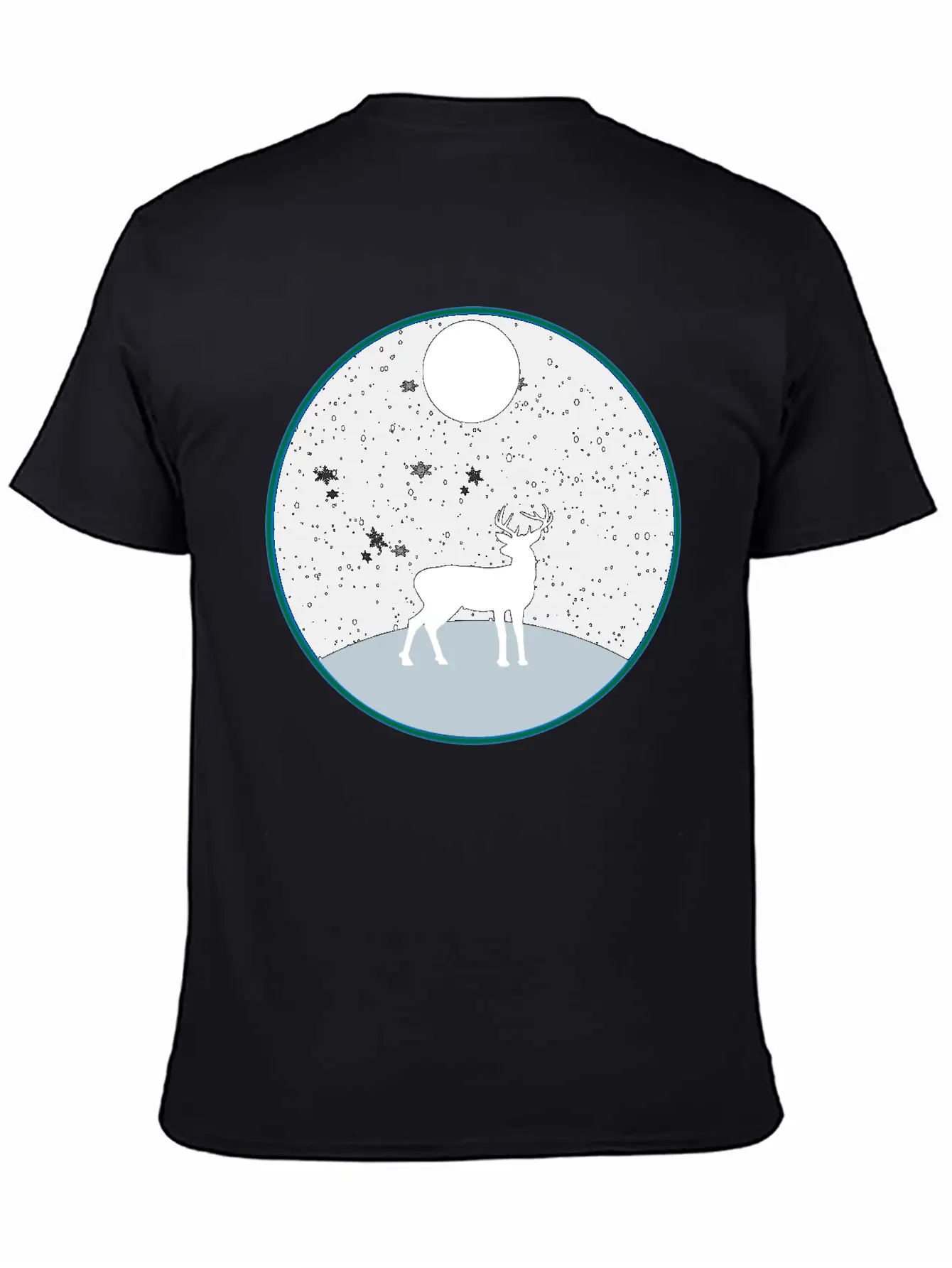 Moon Snow And Reindeer Essential Cotton Tee For Daily Outfits ¨C Unisex Style