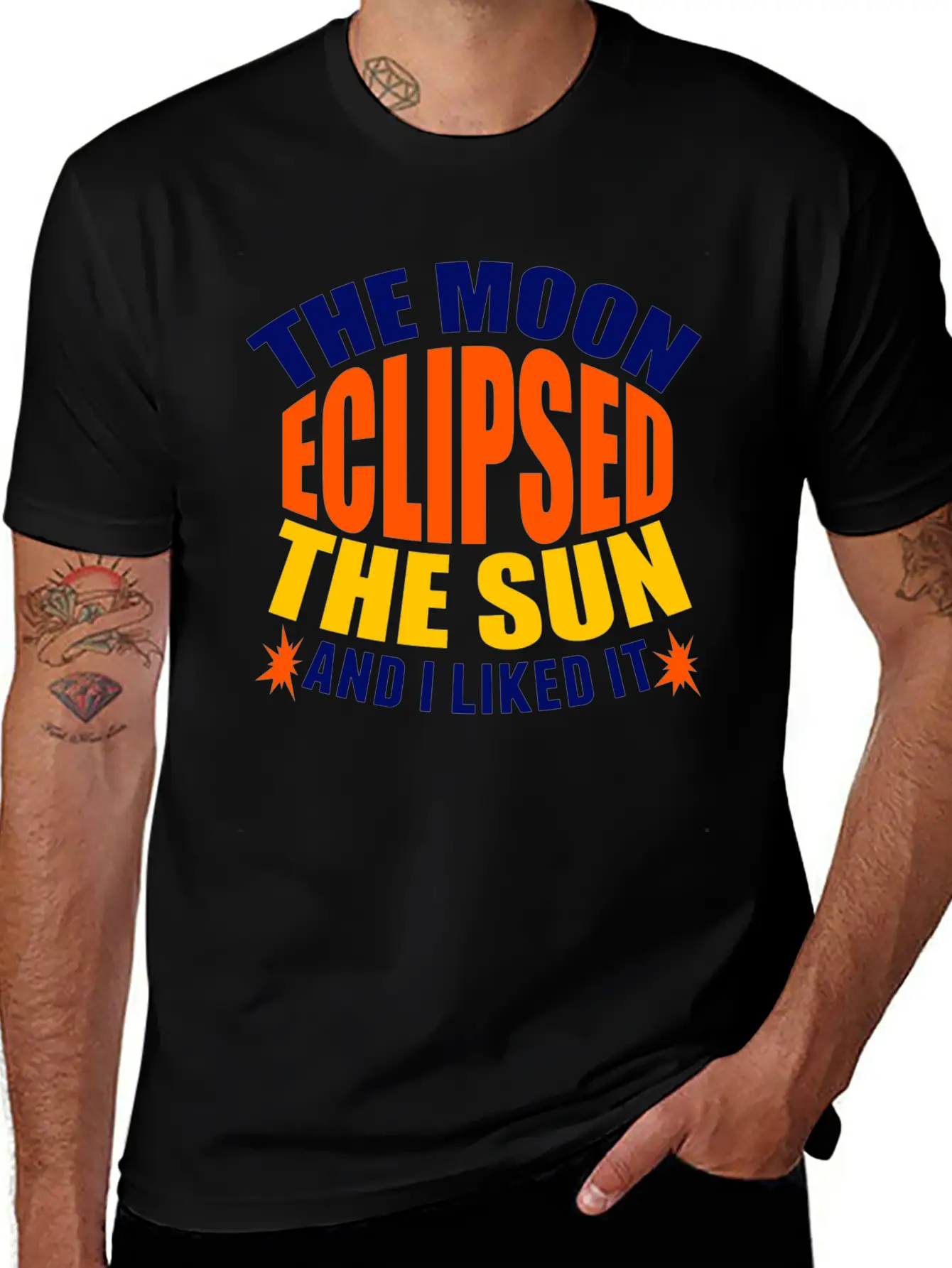 Moon Sun Eclipse Humor Basic Graphic T-Shirt ¨C Daily Comfort In Soft Cotton