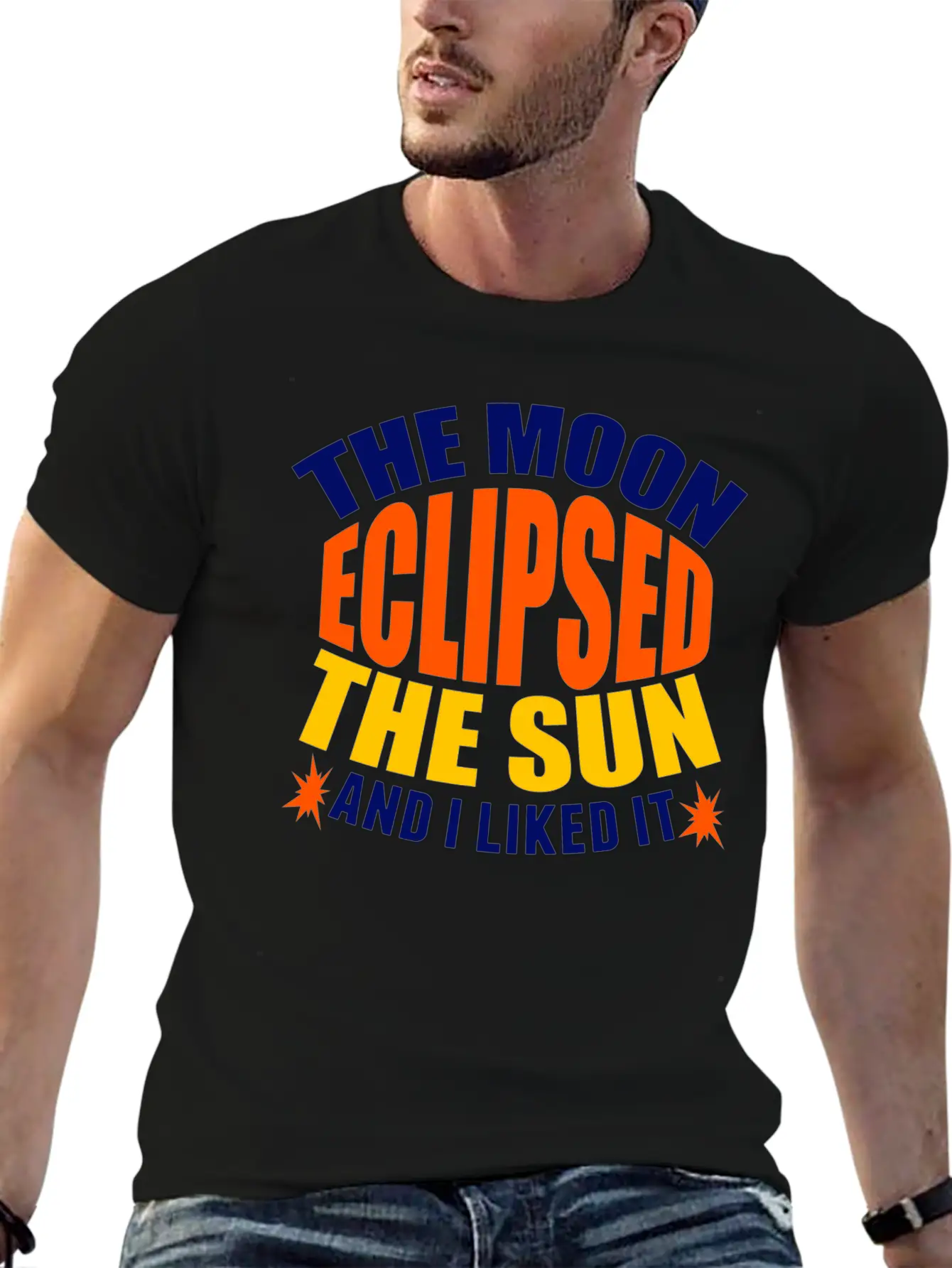 Moon Sun Eclipse Humor Basic Graphic T-Shirt ¨C Daily Comfort In Soft Cotton