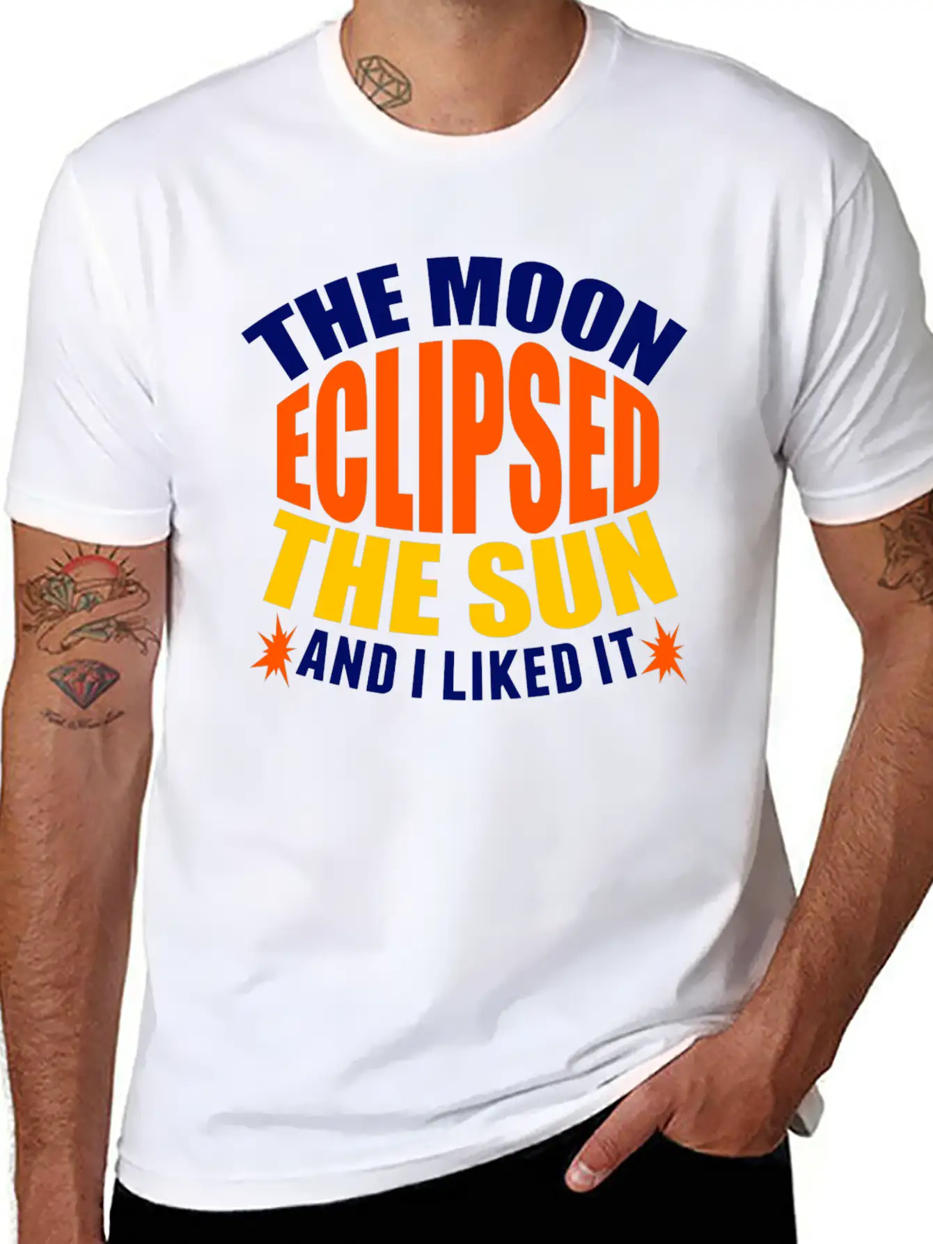 Moon Sun Eclipse Humor Basic Graphic T-Shirt ¨C Daily Comfort In Soft Cotton