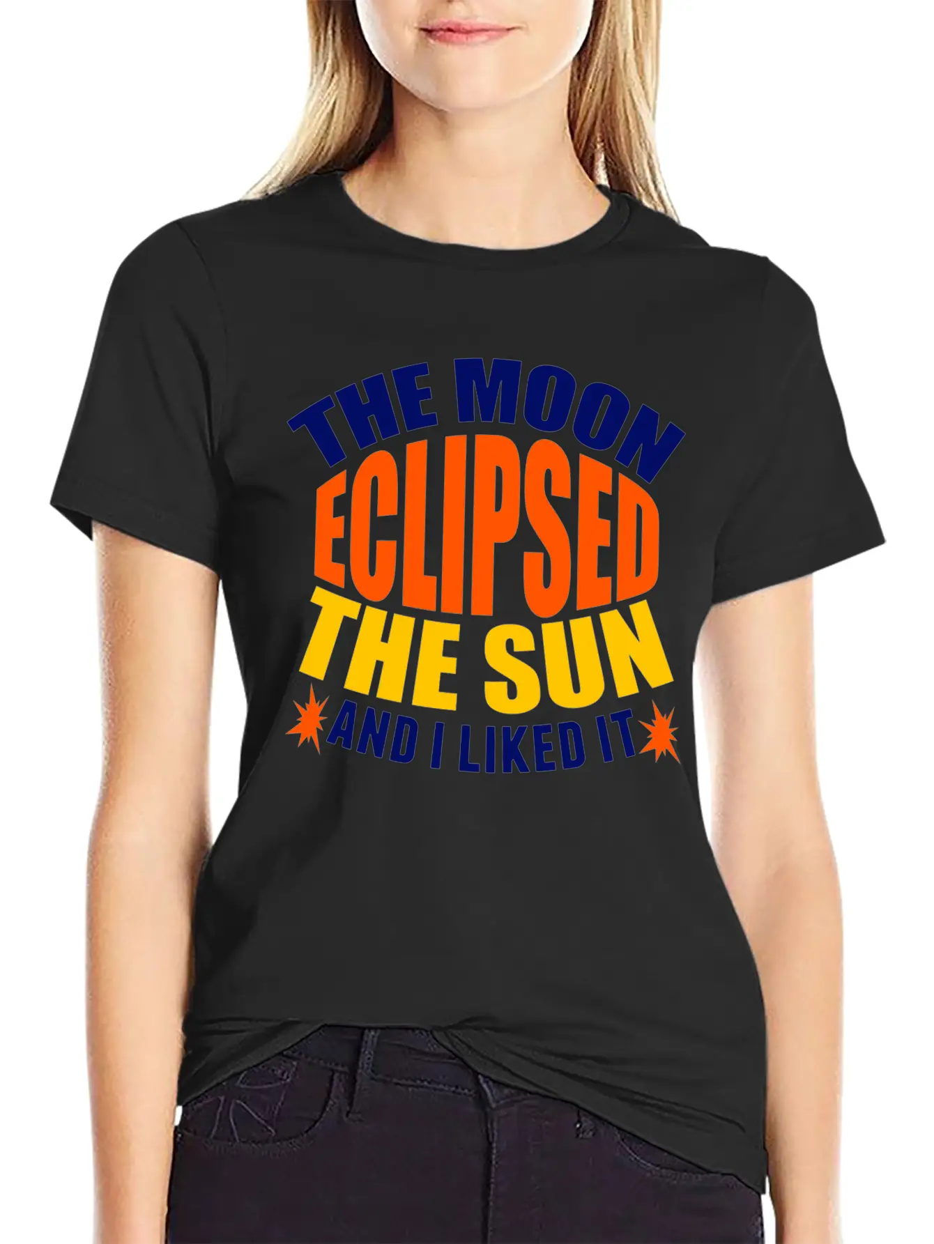 Moon Sun Eclipse Humor Basic Graphic T-Shirt ¨C Daily Comfort In Soft Cotton