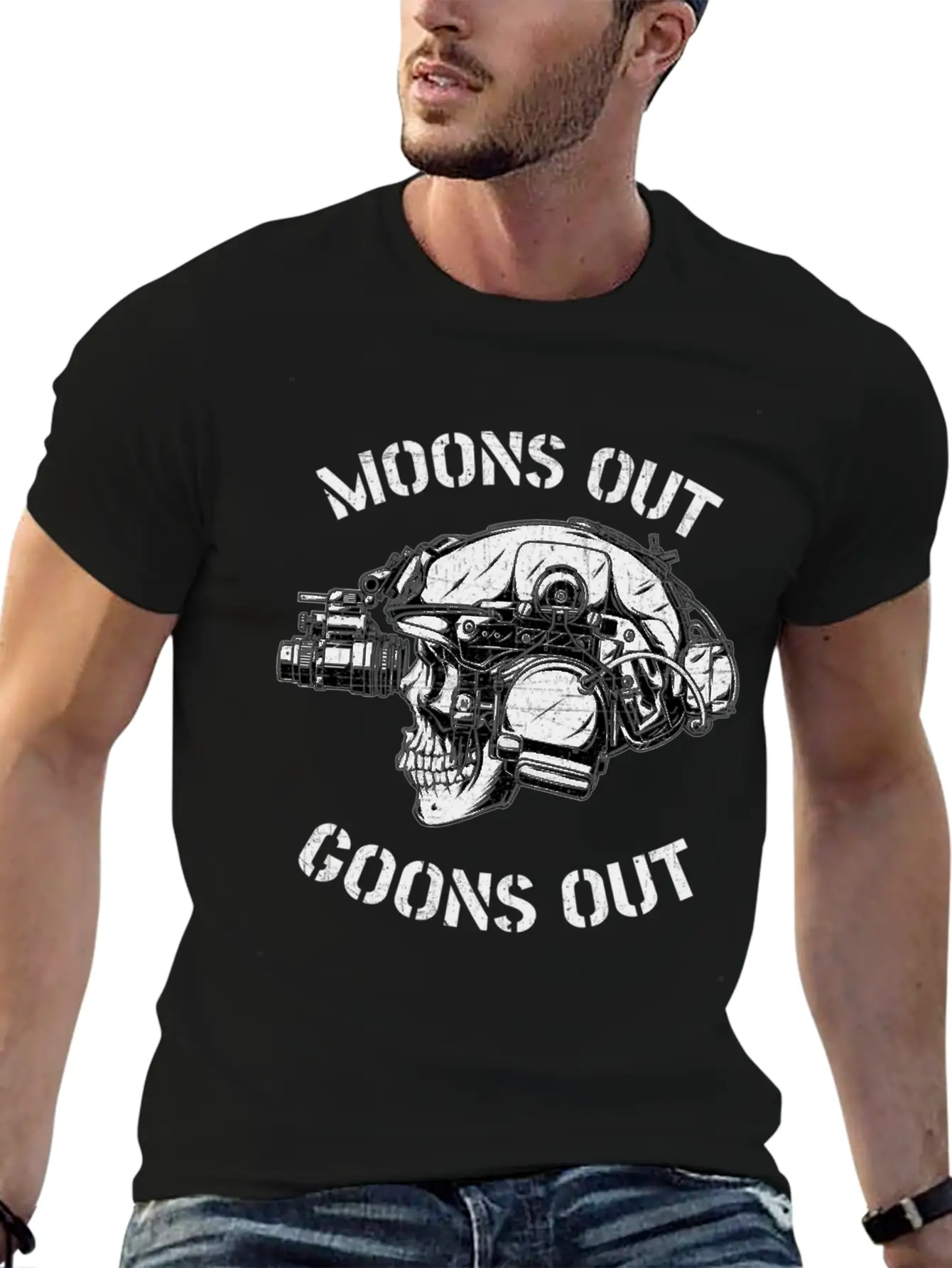 Moons Out Goons Out Ull Helmet Nvgs Military Men'S Soft Cotton Short Sleeve Tee ¨C Unisex Wardrobe Staple