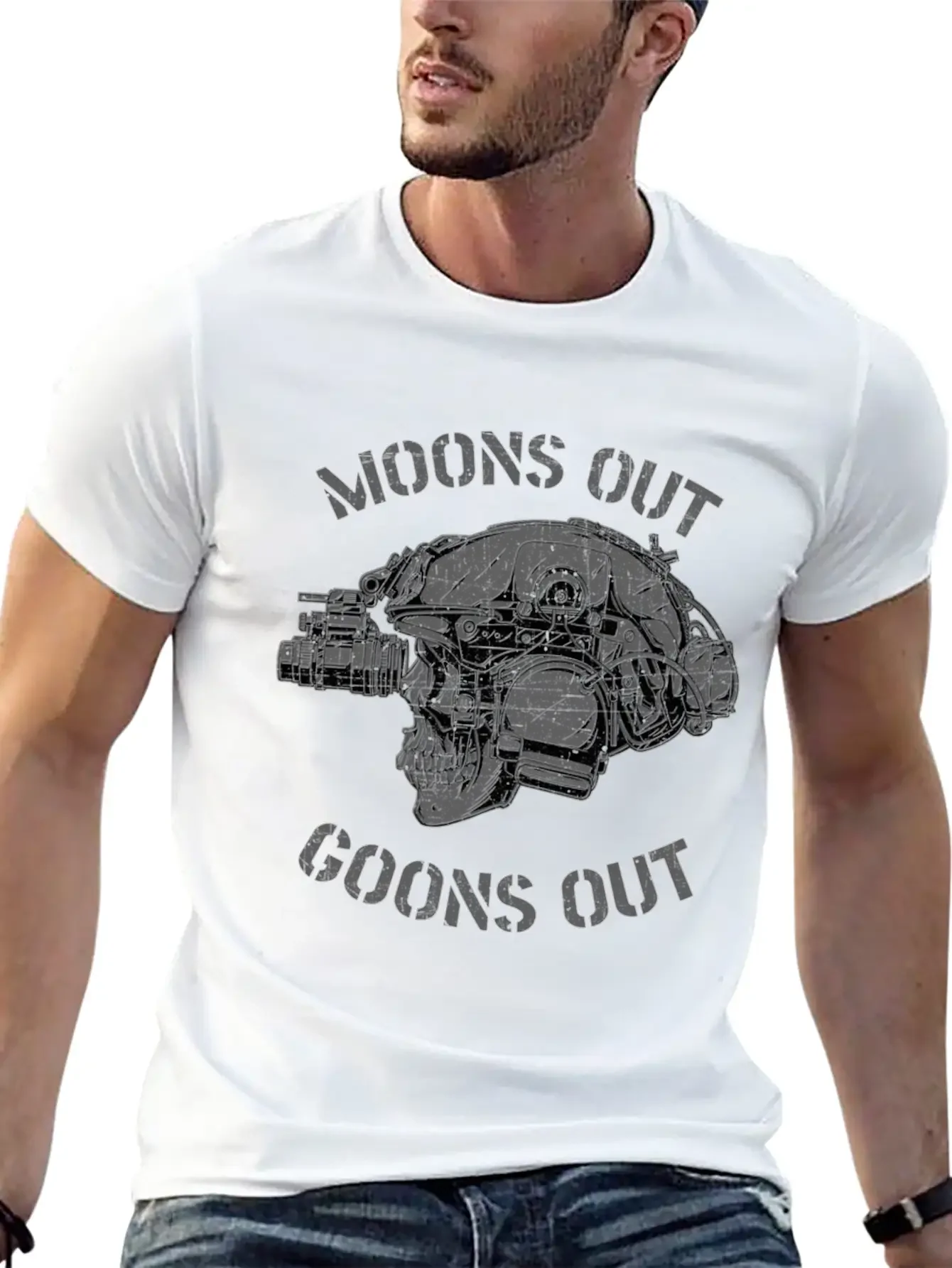 Moons Out Goons Out Ull Helmet Nvgs Military Men'S Soft Cotton Short Sleeve Tee ¨C Unisex Wardrobe Staple