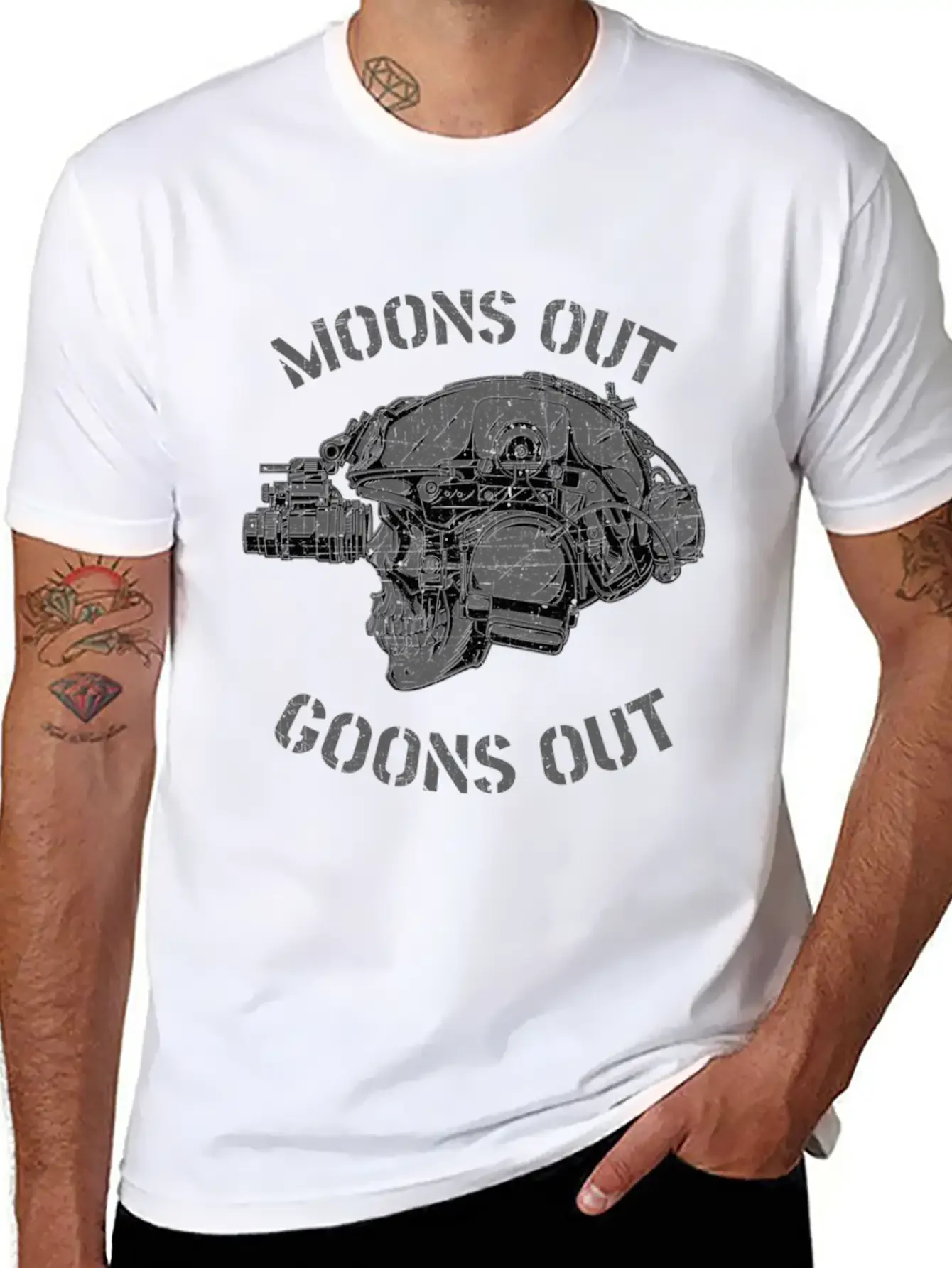 Moons Out Goons Out Ull Helmet Nvgs Military Men'S Soft Cotton Short Sleeve Tee ¨C Unisex Wardrobe Staple