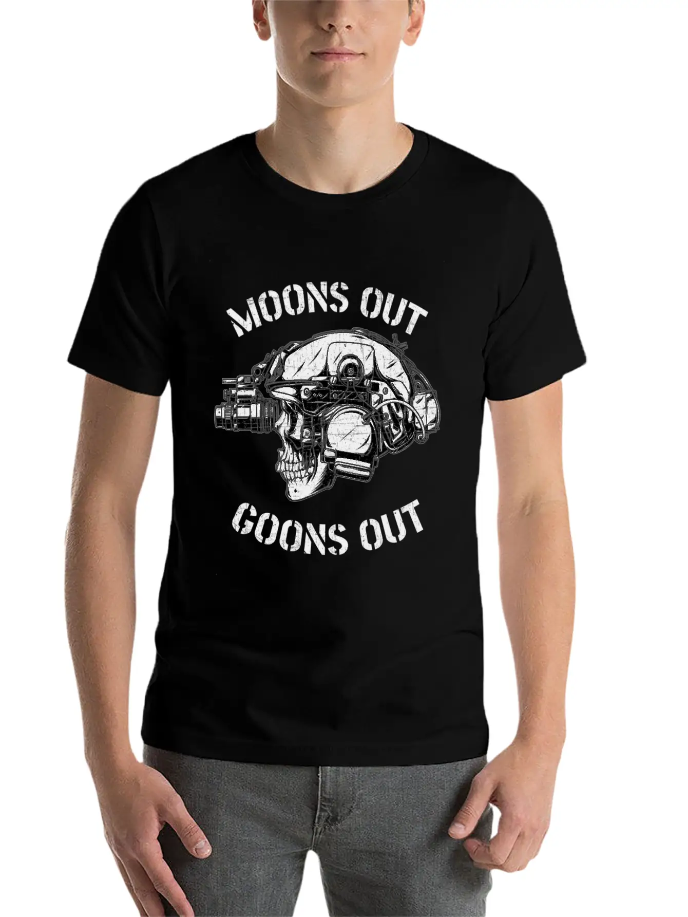 Moons Out Goons Out Ull Helmet Nvgs Military Men'S Soft Cotton Short Sleeve Tee ¨C Unisex Wardrobe Staple
