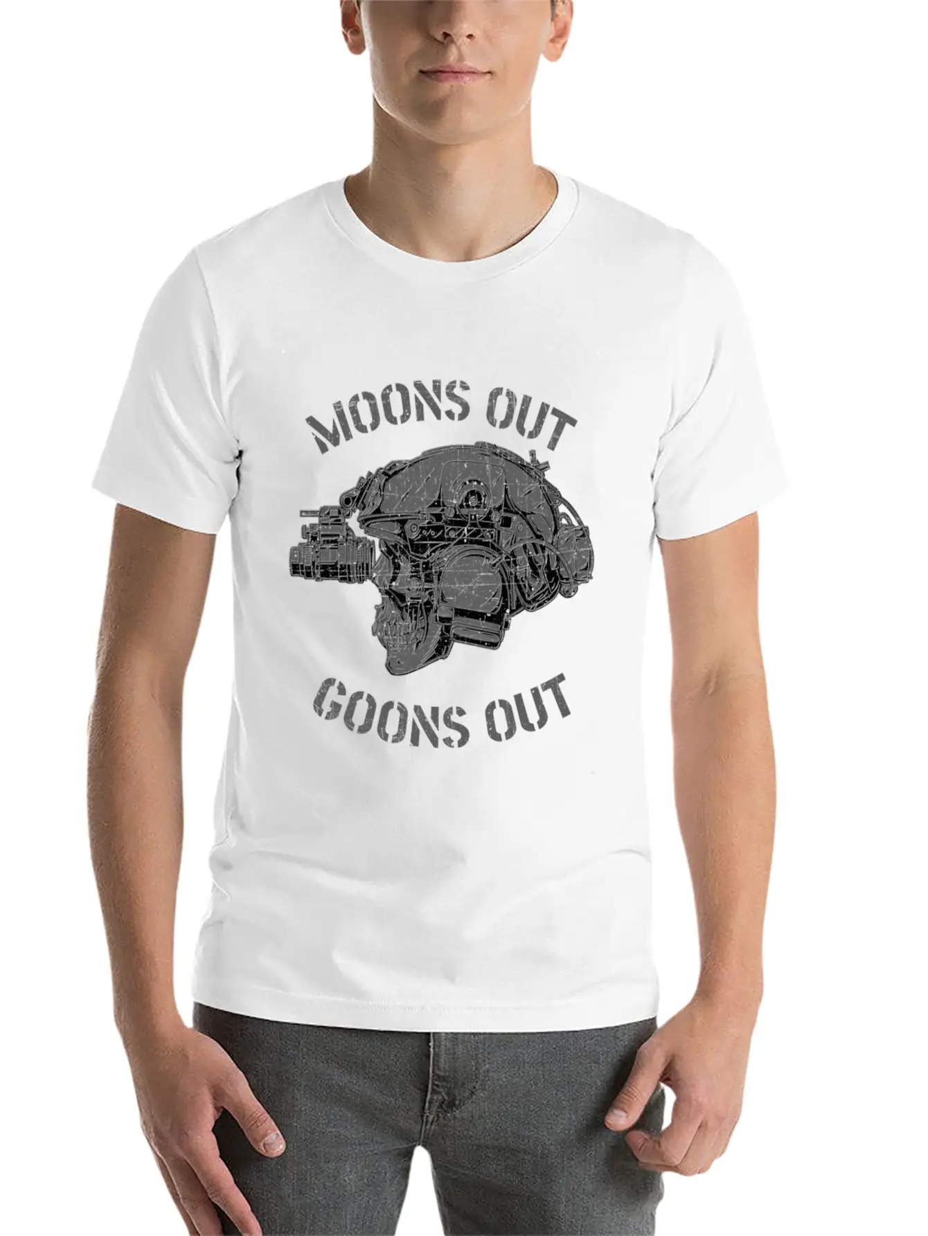 Moons Out Goons Out Ull Helmet Nvgs Military Men'S Soft Cotton Short Sleeve Tee ¨C Unisex Wardrobe Staple
