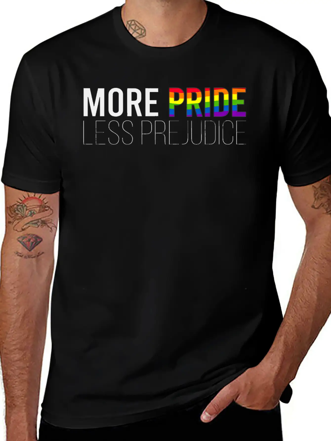 More Pride Less Prejudice Basic Graphic T-Shirt ¨C Daily Comfort In Soft Cotton
