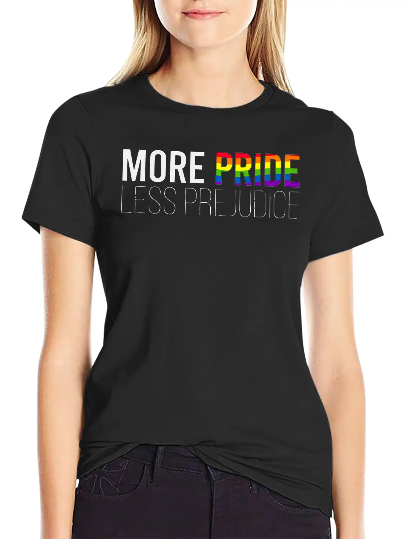 More Pride Less Prejudice Basic Graphic T-Shirt ¨C Daily Comfort In Soft Cotton