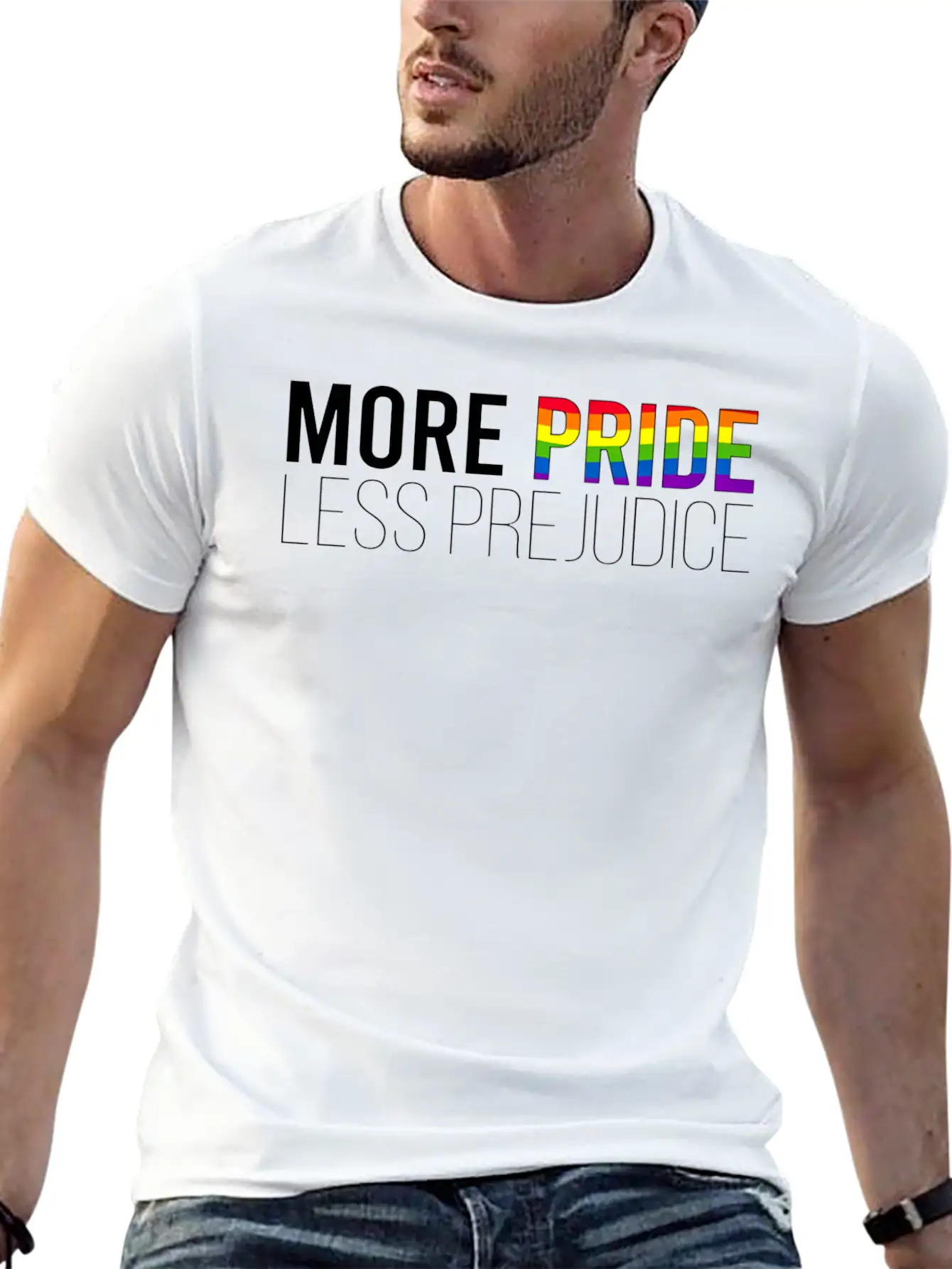 More Pride Less Prejudice Basic Graphic T-Shirt ¨C Daily Comfort In Soft Cotton