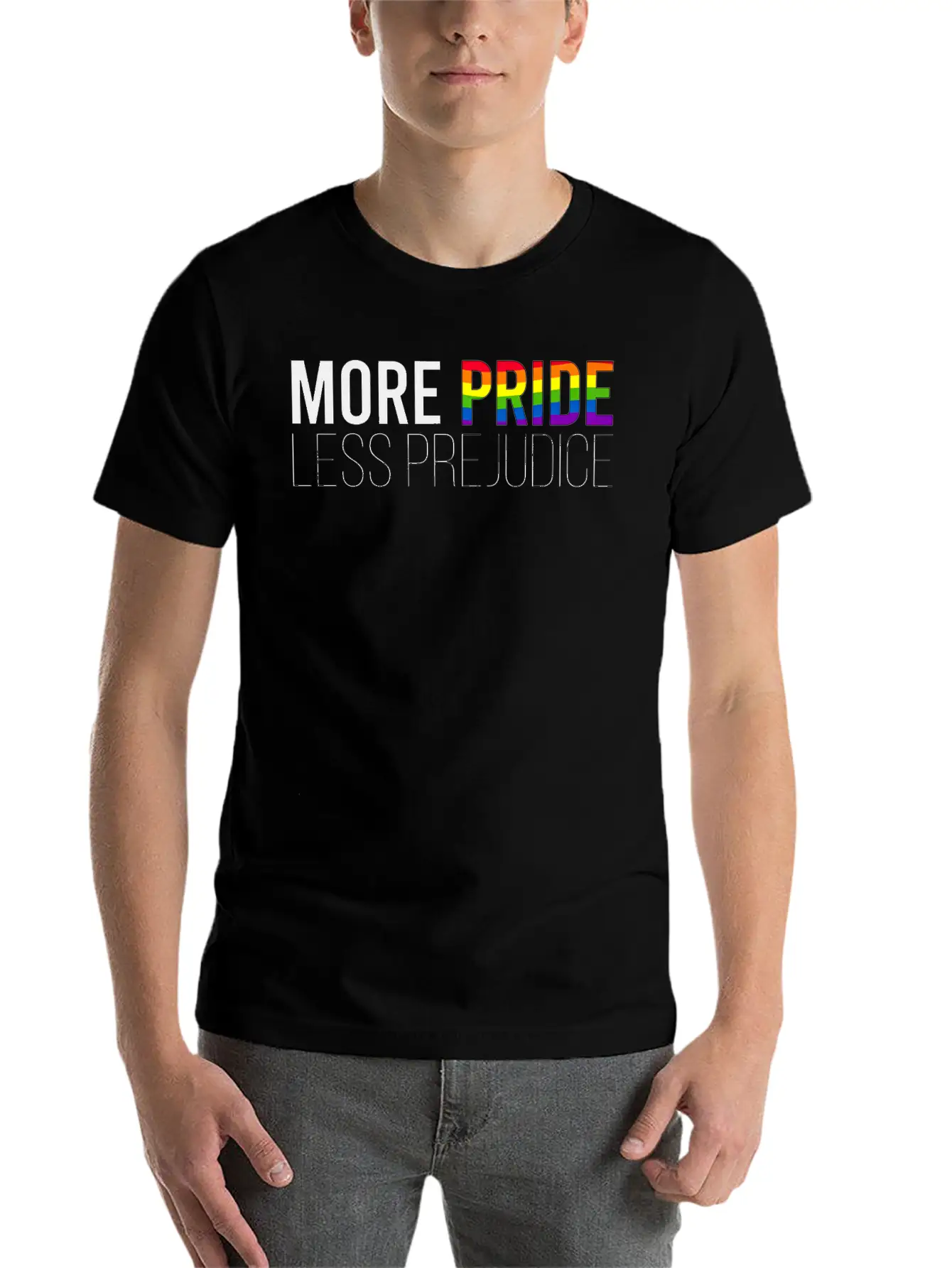 More Pride Less Prejudice Basic Graphic T-Shirt ¨C Daily Comfort In Soft Cotton