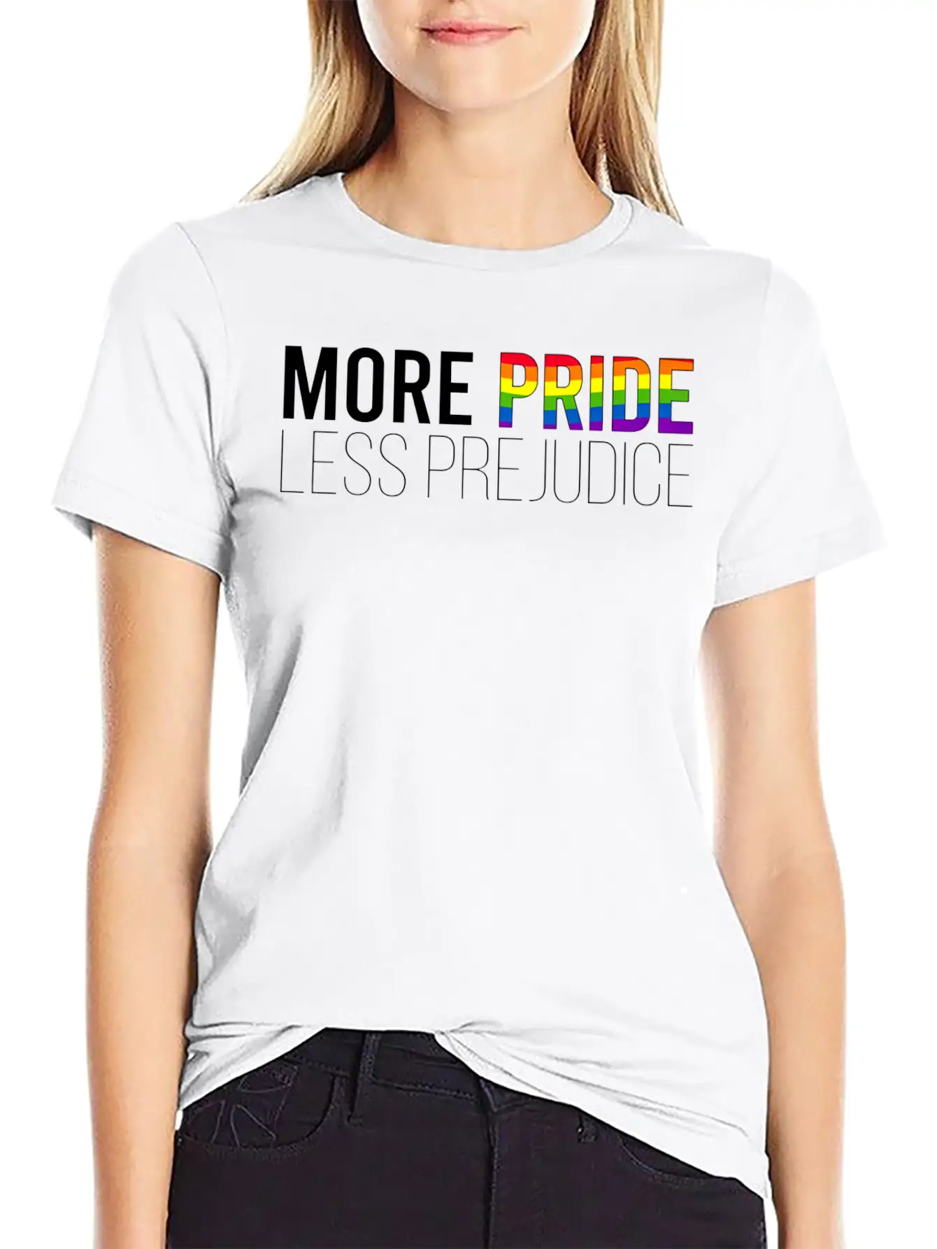 More Pride Less Prejudice Basic Graphic T-Shirt ¨C Daily Comfort In Soft Cotton