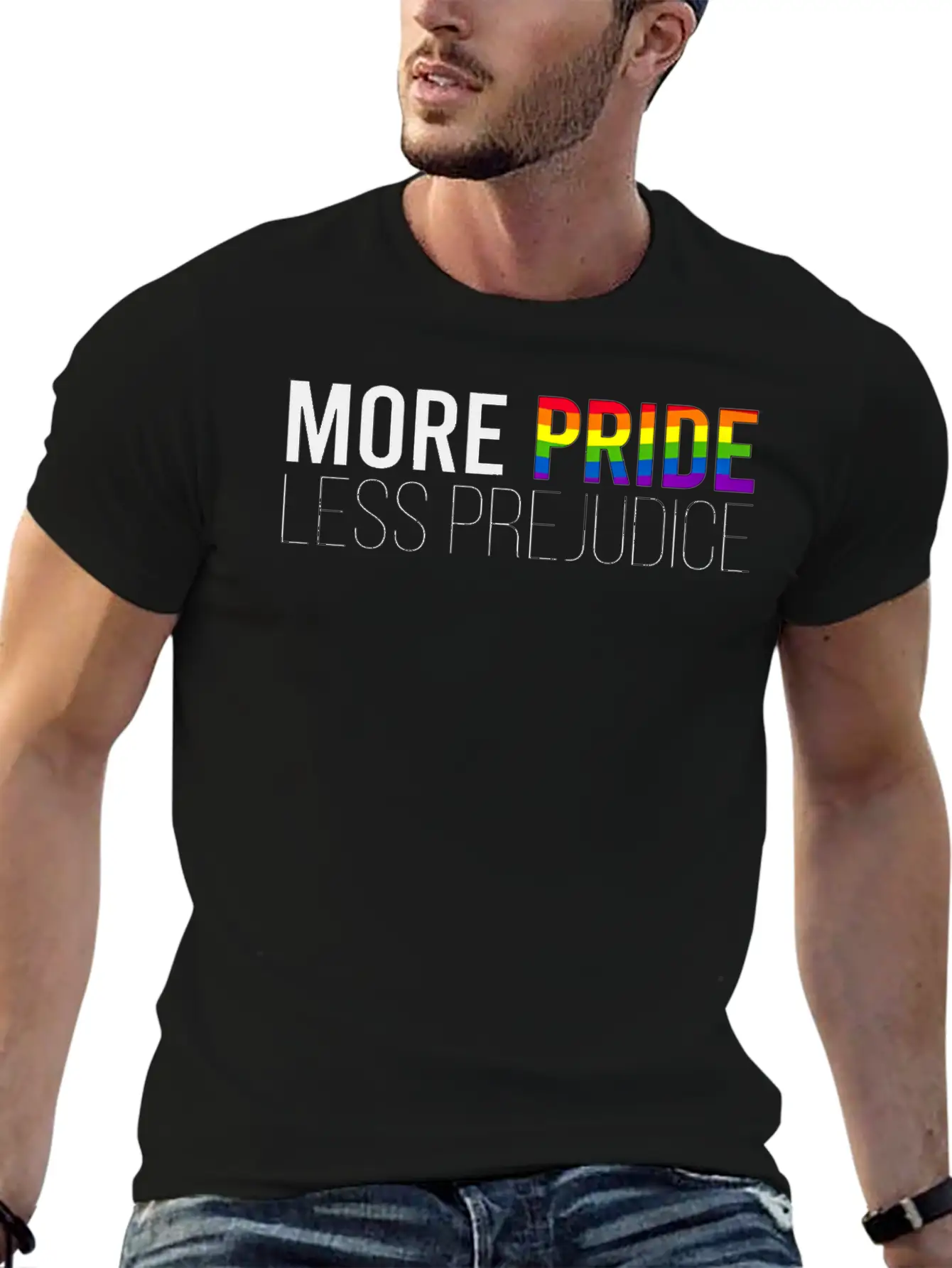 More Pride Less Prejudice Basic Graphic T-Shirt ¨C Daily Comfort In Soft Cotton