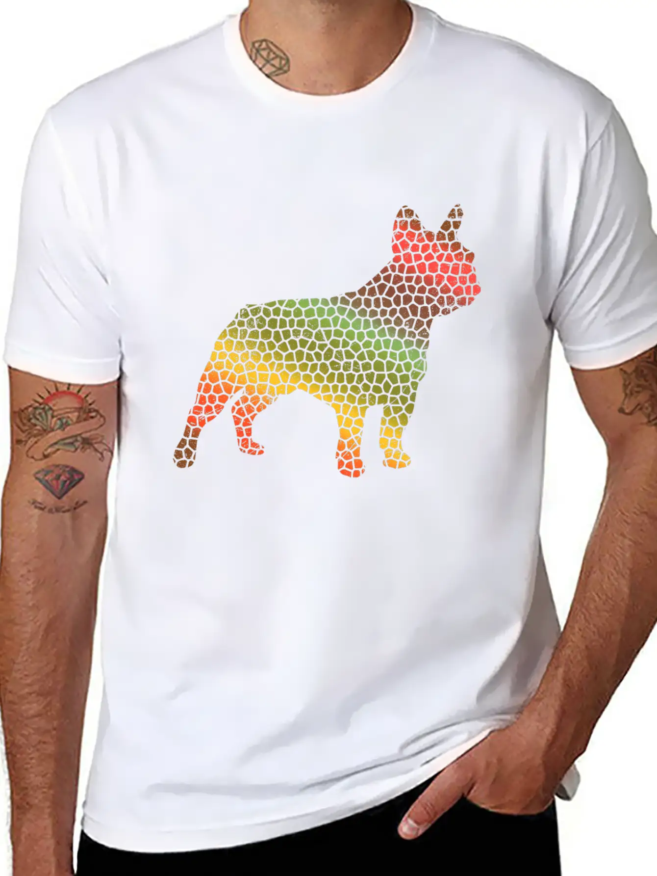 Mosaic French Bulldog Tribal Tattoo Gift Idea Soft Cotton Short Sleeve Tee ¨C Unisex Wardrobe Staple