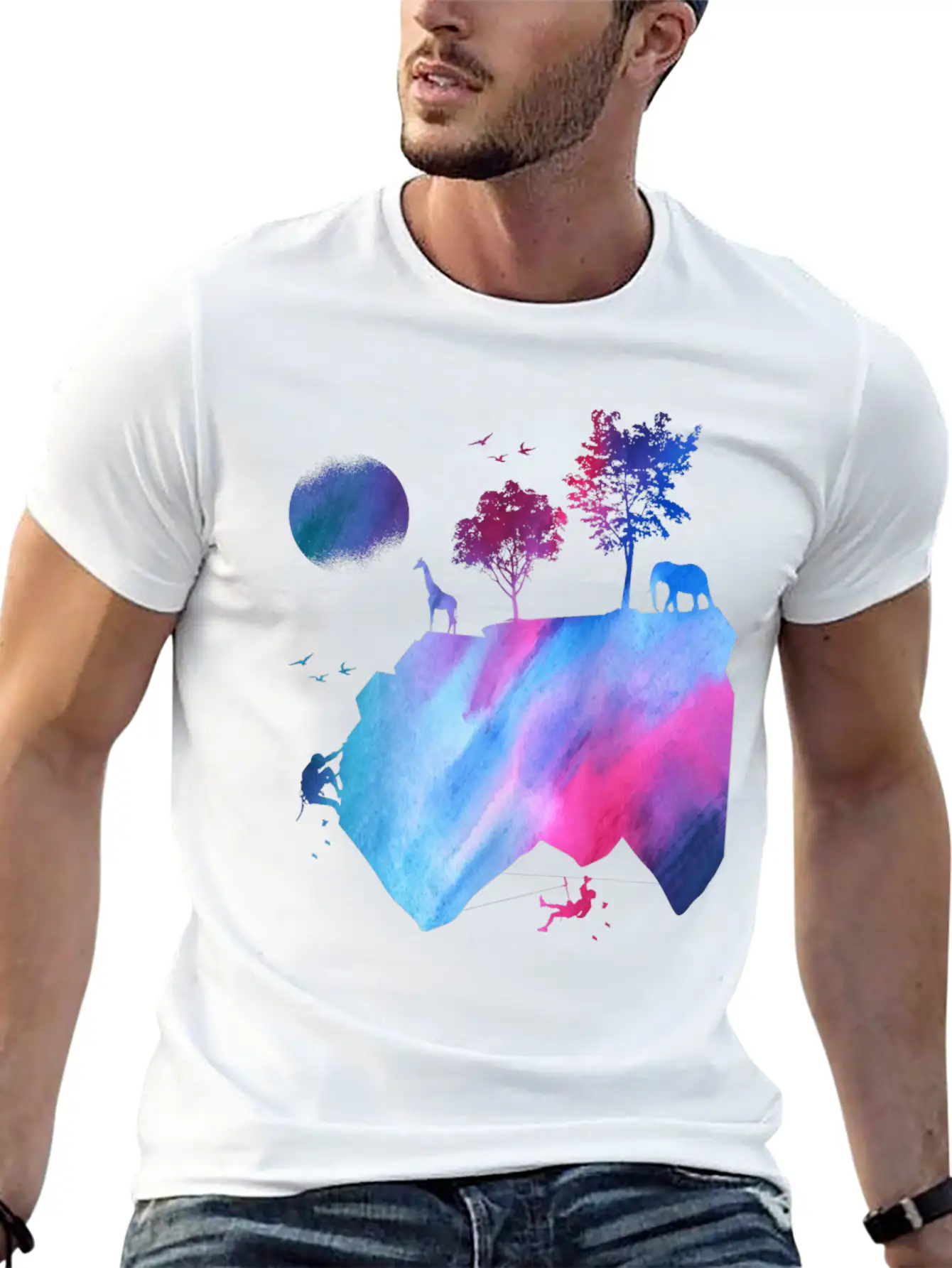 Mountains, Nature, Hiking, Camping, Hike Basic Graphic T-Shirt ¨C Daily Comfort In Soft Cotton