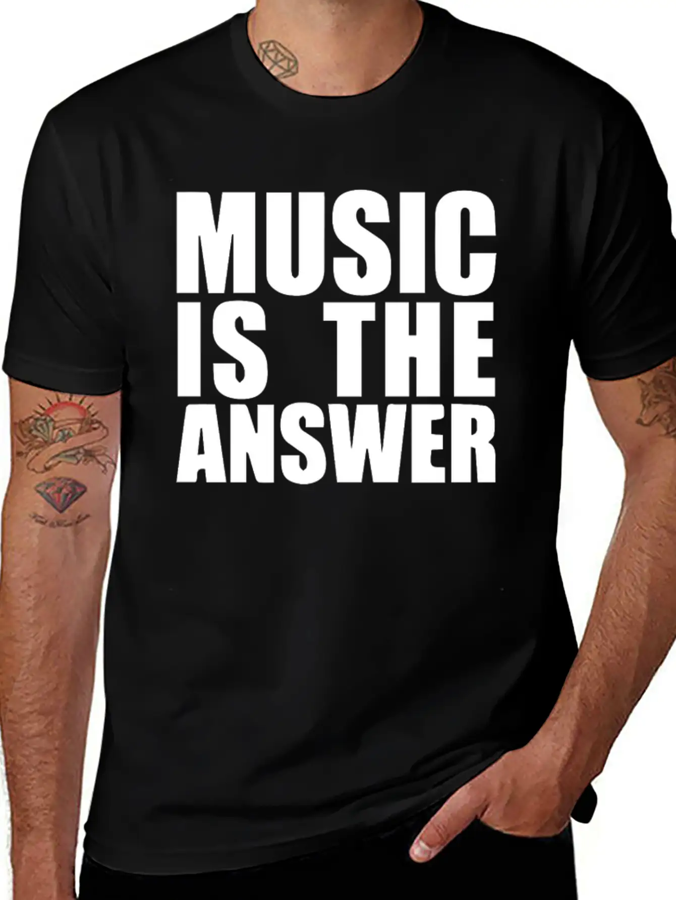 Music Is The Answer Printed Unisex Casual T-Shirt ¨C Clean Design For Daily Comfort