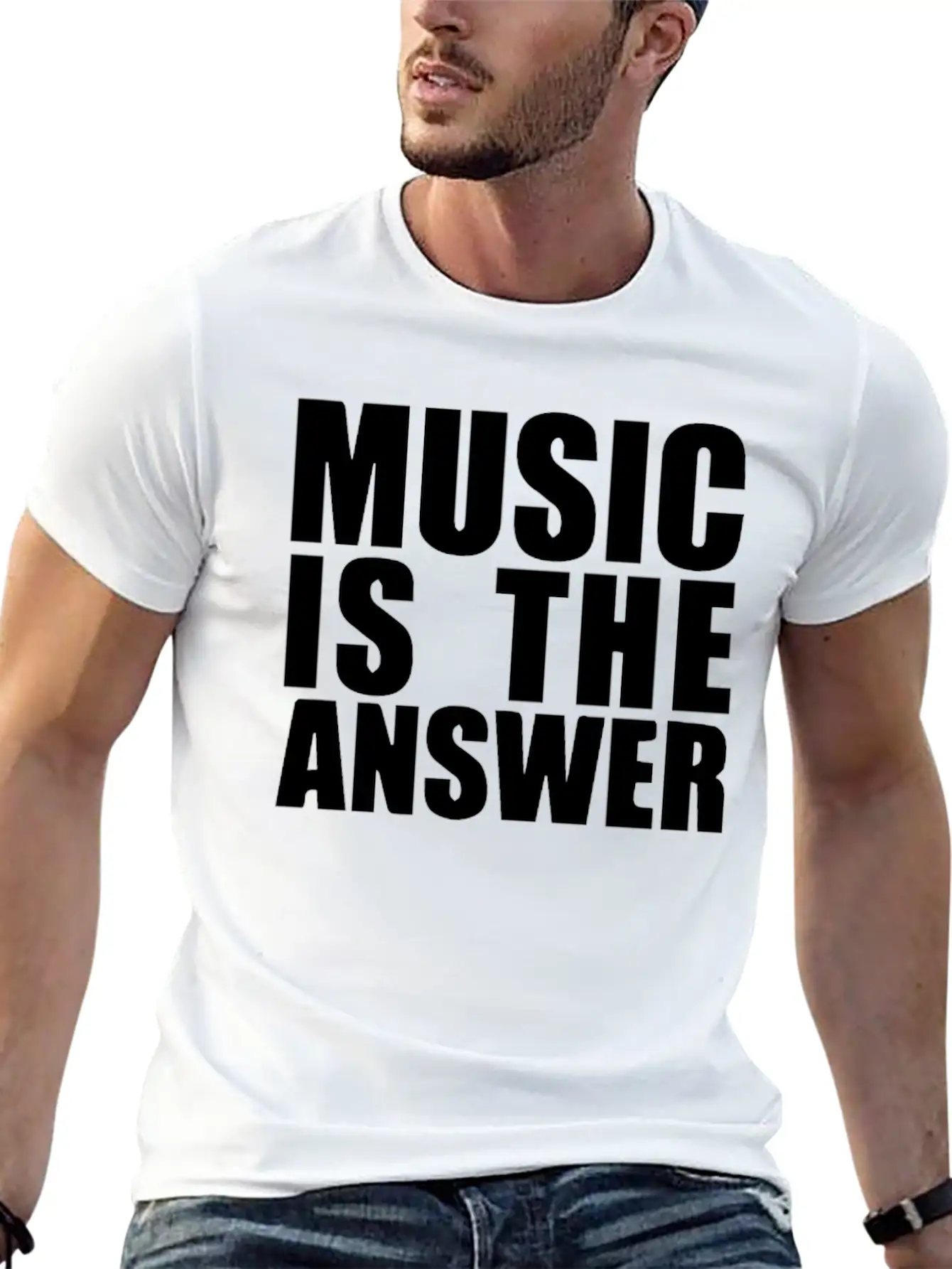 Music Is The Answer Printed Unisex Casual T-Shirt ¨C Clean Design For Daily Comfort