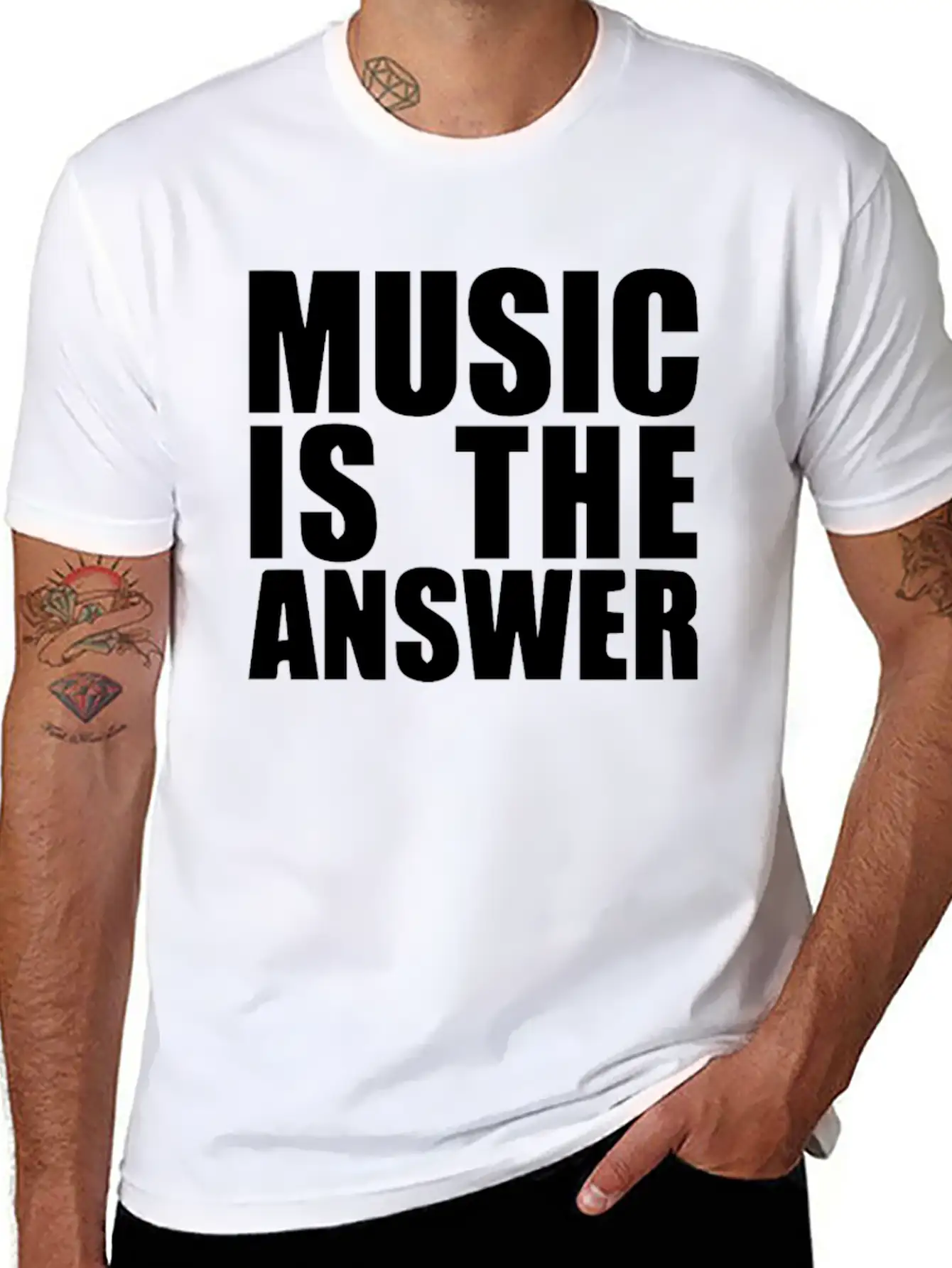 Music Is The Answer Printed Unisex Casual T-Shirt ¨C Clean Design For Daily Comfort