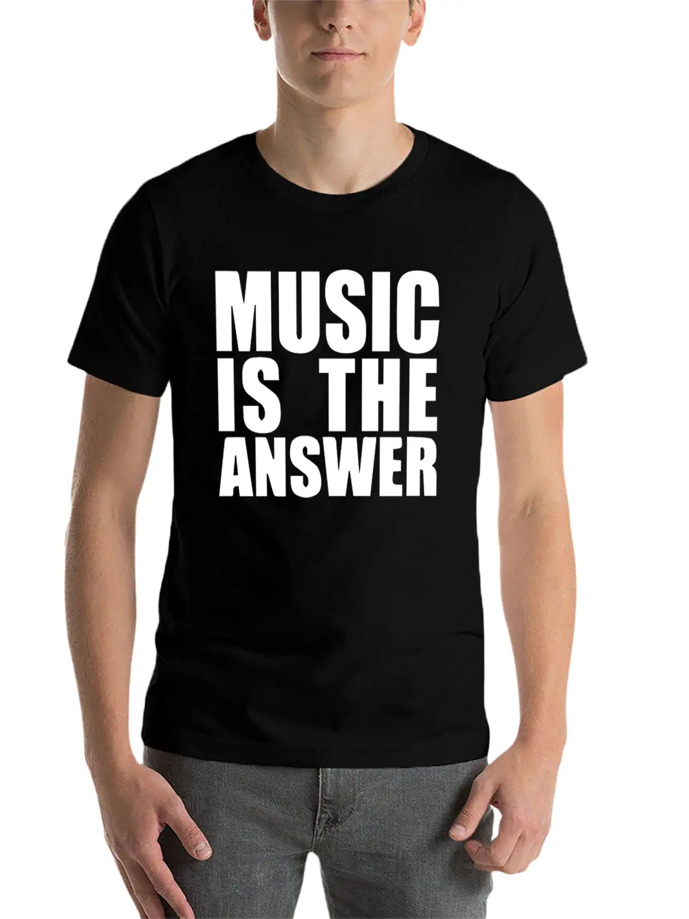 Music Is The Answer Printed Unisex Casual T-Shirt ¨C Clean Design For Daily Comfort