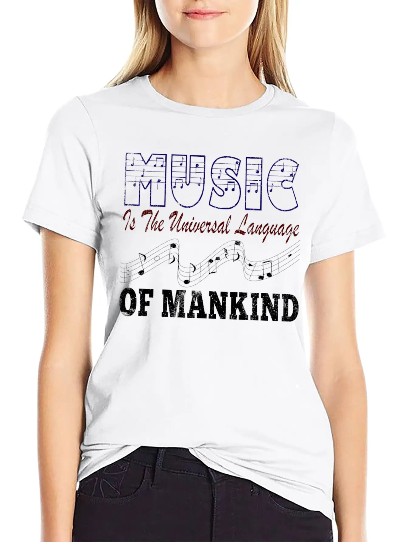 Music Is The Universal Language Of Mankind Basic Graphic T-Shirt ¨C Daily Comfort In Soft Cotton