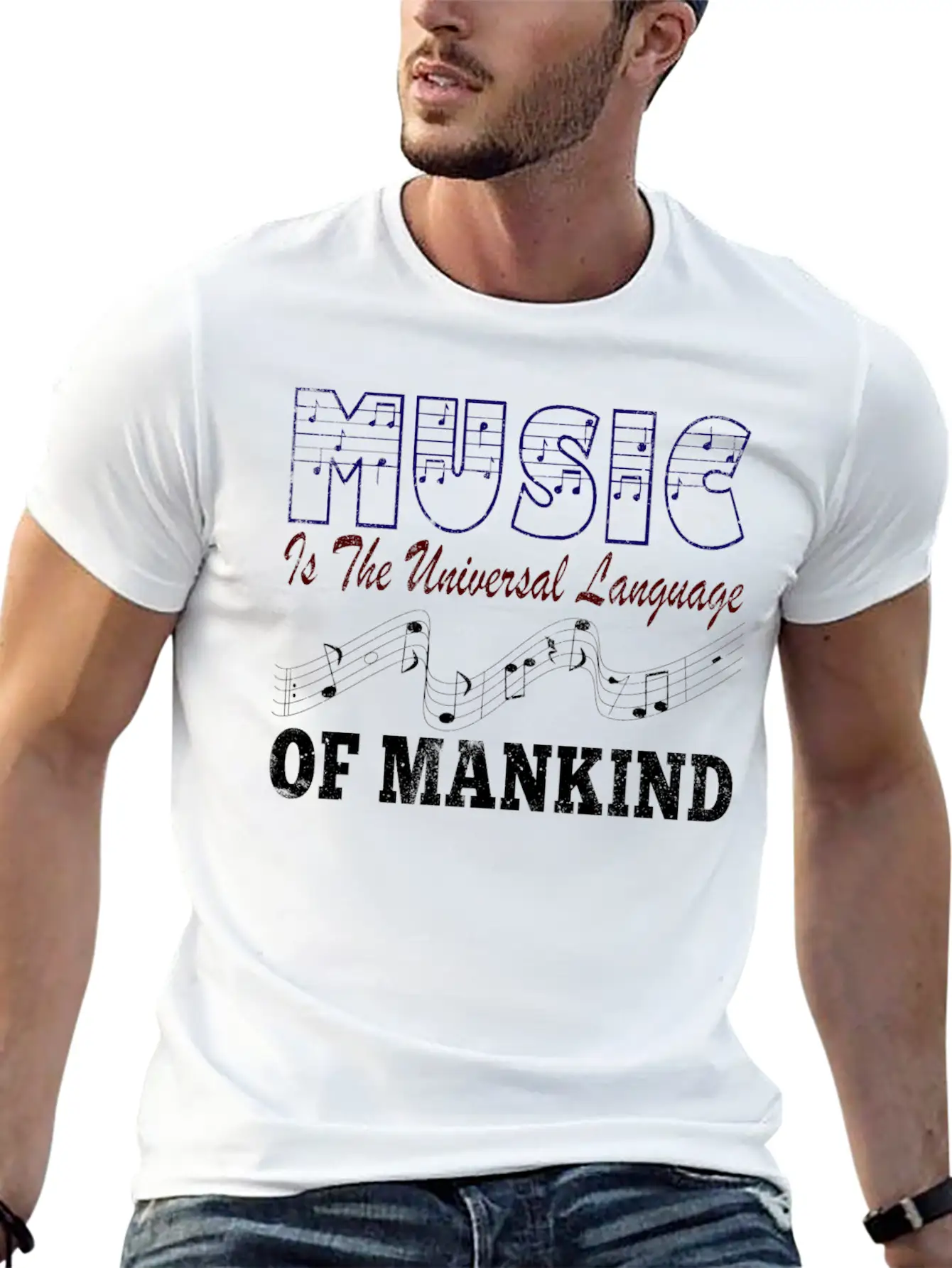 Music Is The Universal Language Of Mankind Basic Graphic T-Shirt ¨C Daily Comfort In Soft Cotton