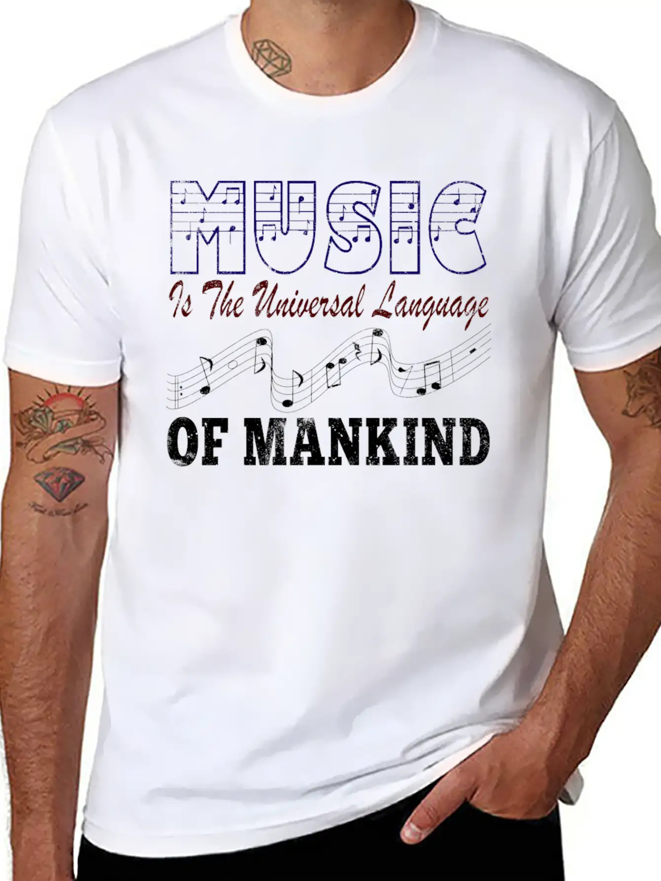 Music Is The Universal Language Of Mankind Basic Graphic T-Shirt ¨C Daily Comfort In Soft Cotton