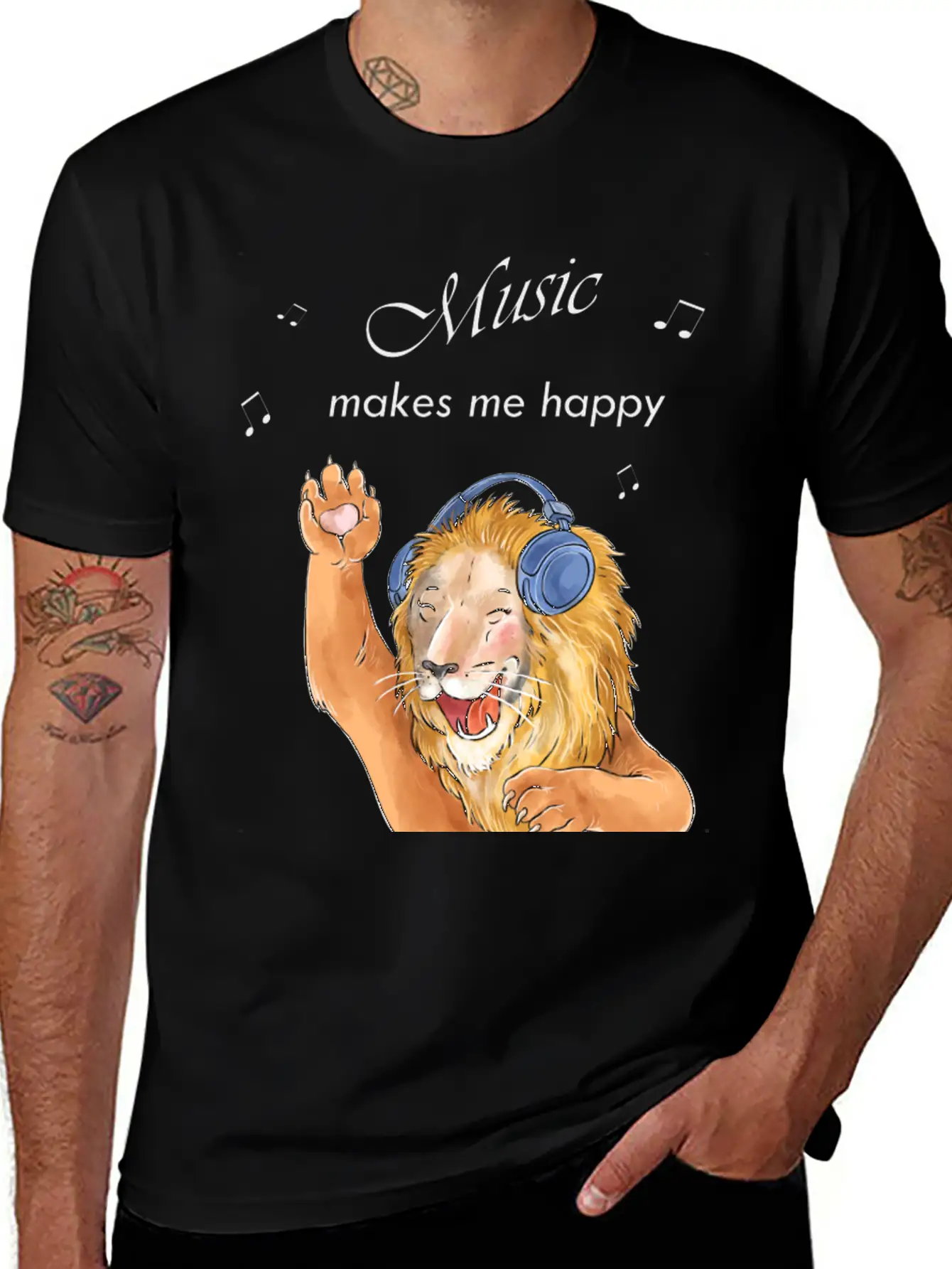 Music Makes Me Happy Essential Cotton Tee For Daily Outfits ¨C Unisex Style